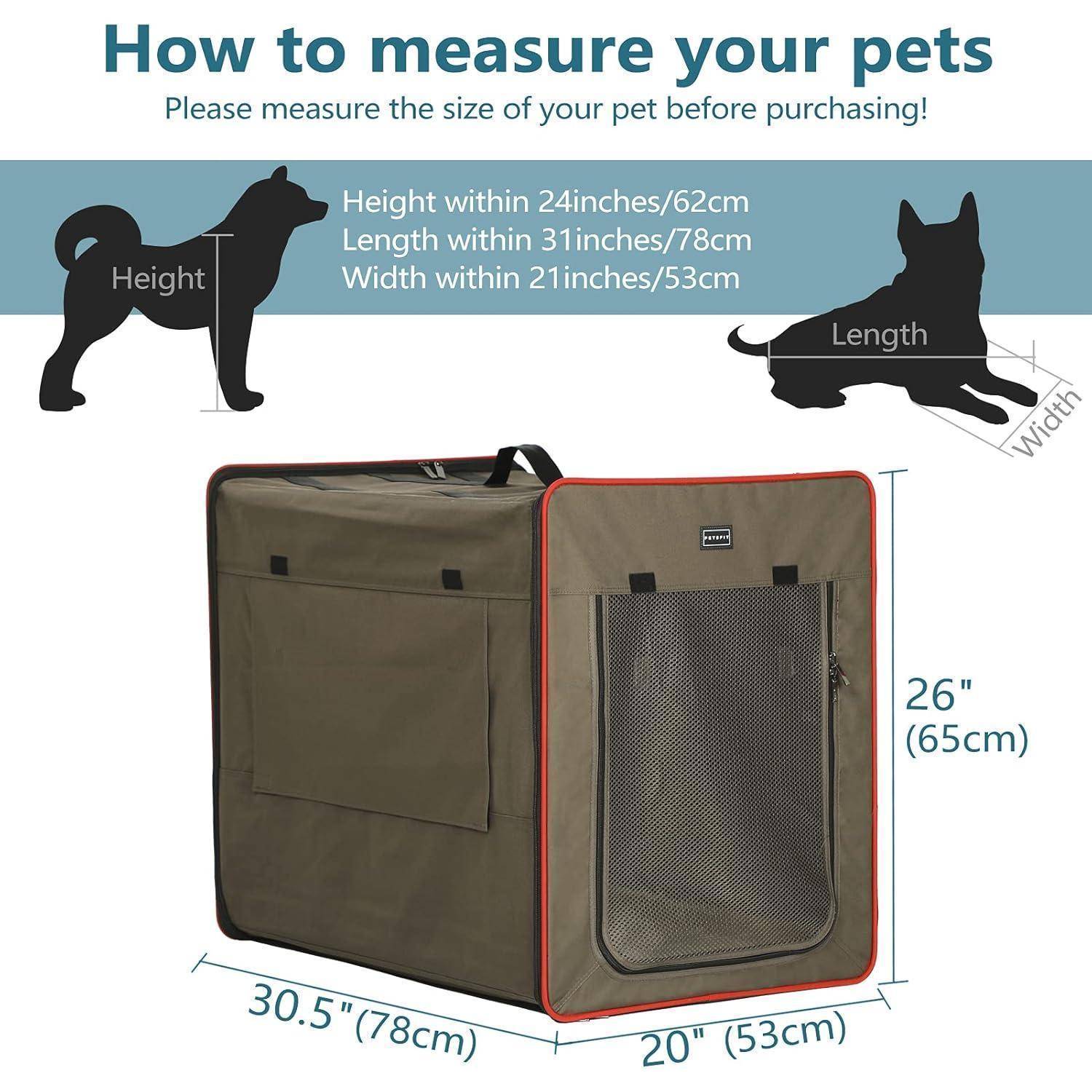Petsfit Hundebox faltbar, mit 3 cm dicken Plüschmatte, tragbare Transportbox Hund Hundetransportbox für große Hunde, geeignet für den Innen und Au