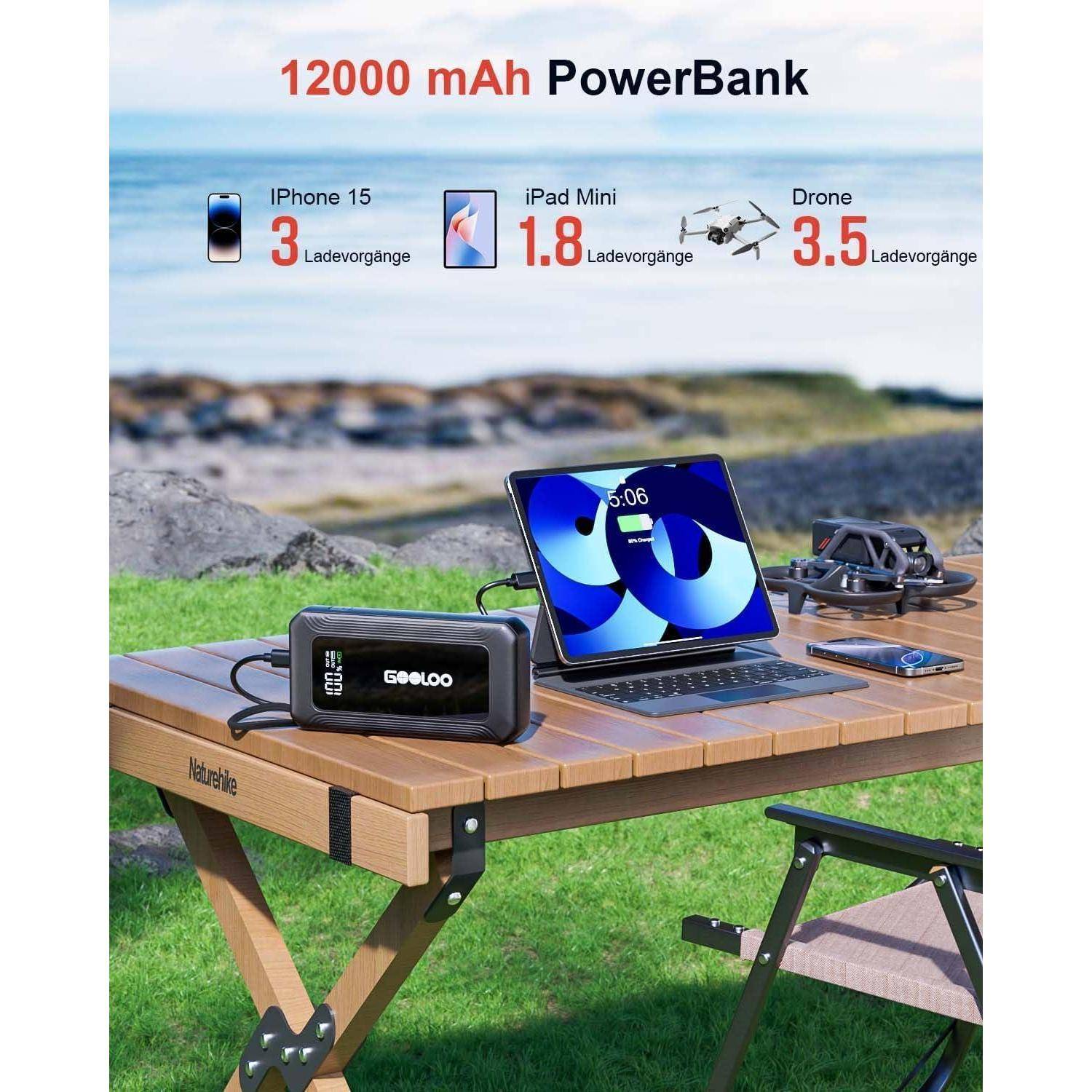 GOOLOO G7 Starthilfe Powerbank für pkw, 3000A Tragbare Starter Powerbank mit 45W USB-C Schnellladung & LED-Taschenlampe, Booster Auto Starthilfe für