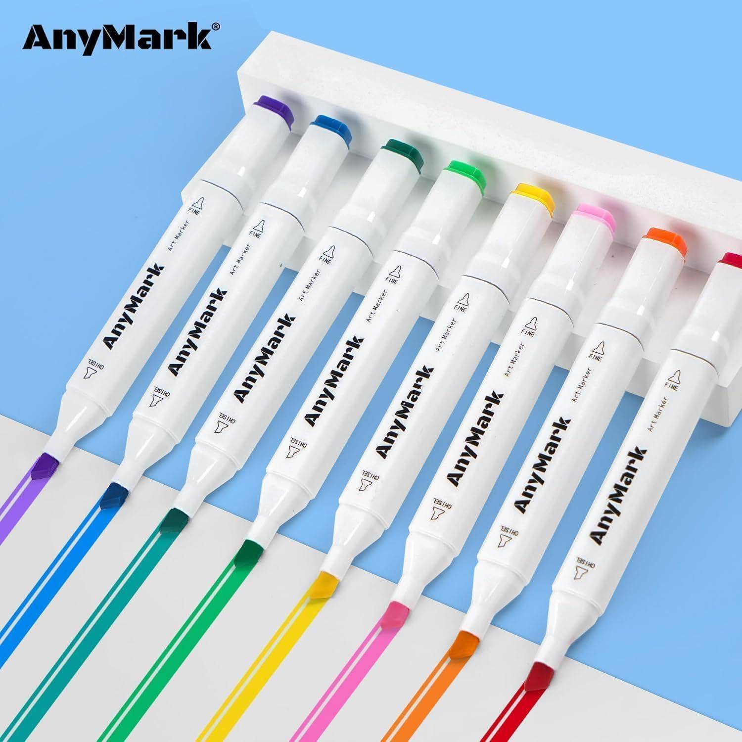 AnyMark Alkohol Marker, 168 Farben Doppelspitze Alcohol Marker | Künstler Stifte Set zum Erwachsene Zeichnen, Illustrationen und Skizzieren, Meißel-