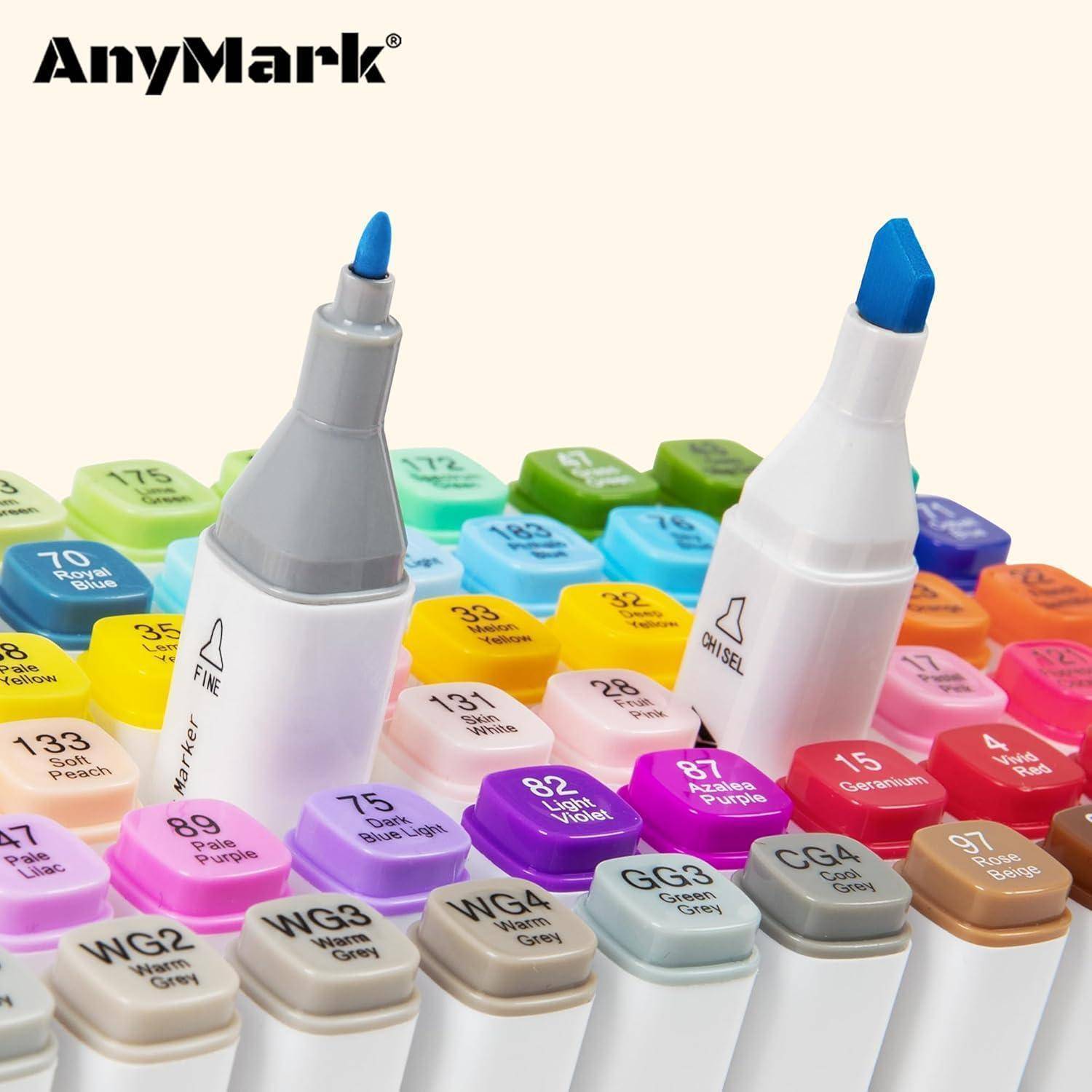 AnyMark Alkohol Marker, 168 Farben Doppelspitze Alcohol Marker | Künstler Stifte Set zum Erwachsene Zeichnen, Illustrationen und Skizzieren, Meißel-