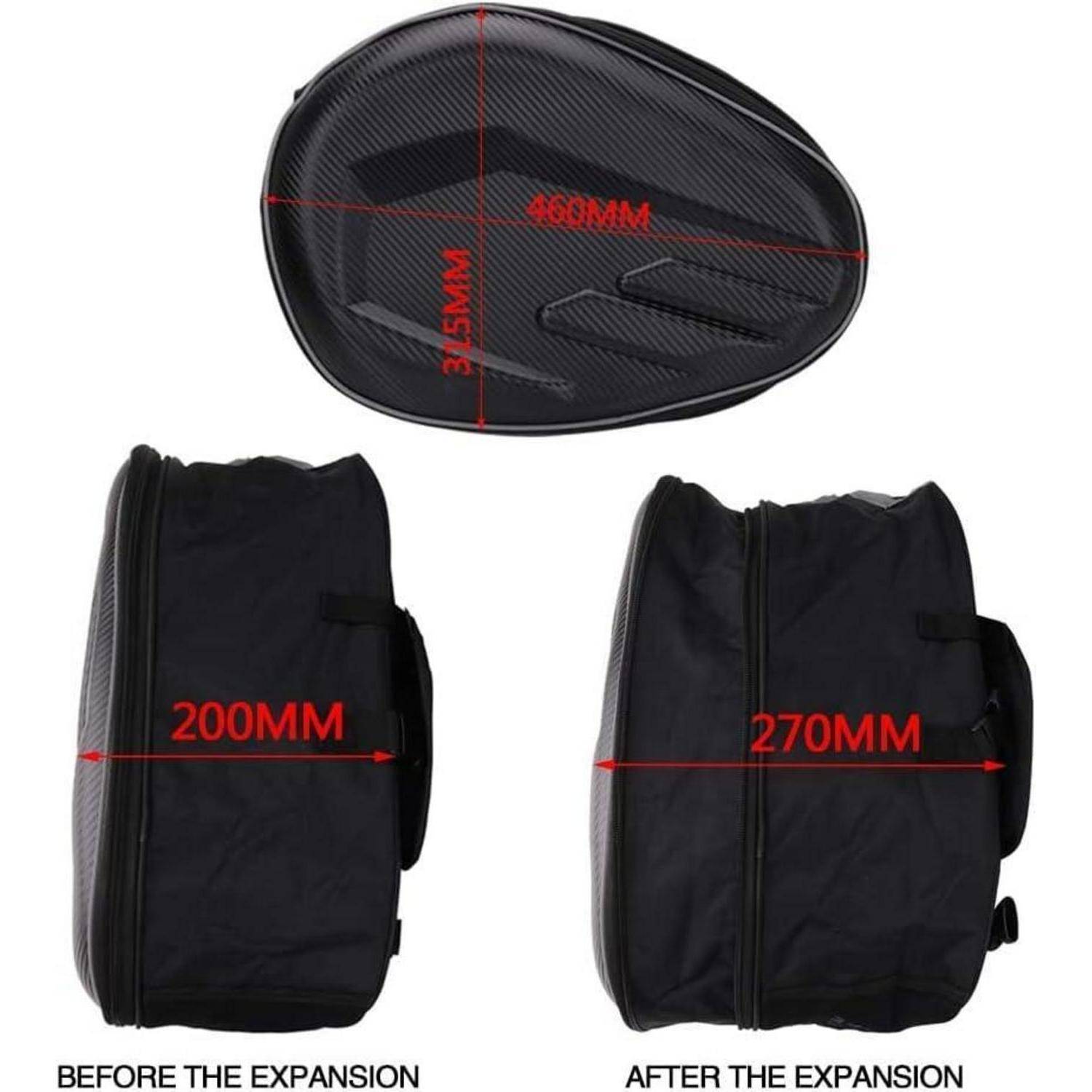 Motorrad Seitentasche,Satteltaschen Motorrad,Seitenkoffer 36L-58L,Große Kapazität Kohlefaser Fall Gepäckrolle wit Regenschutz Aufbewahrung Mehrzwec