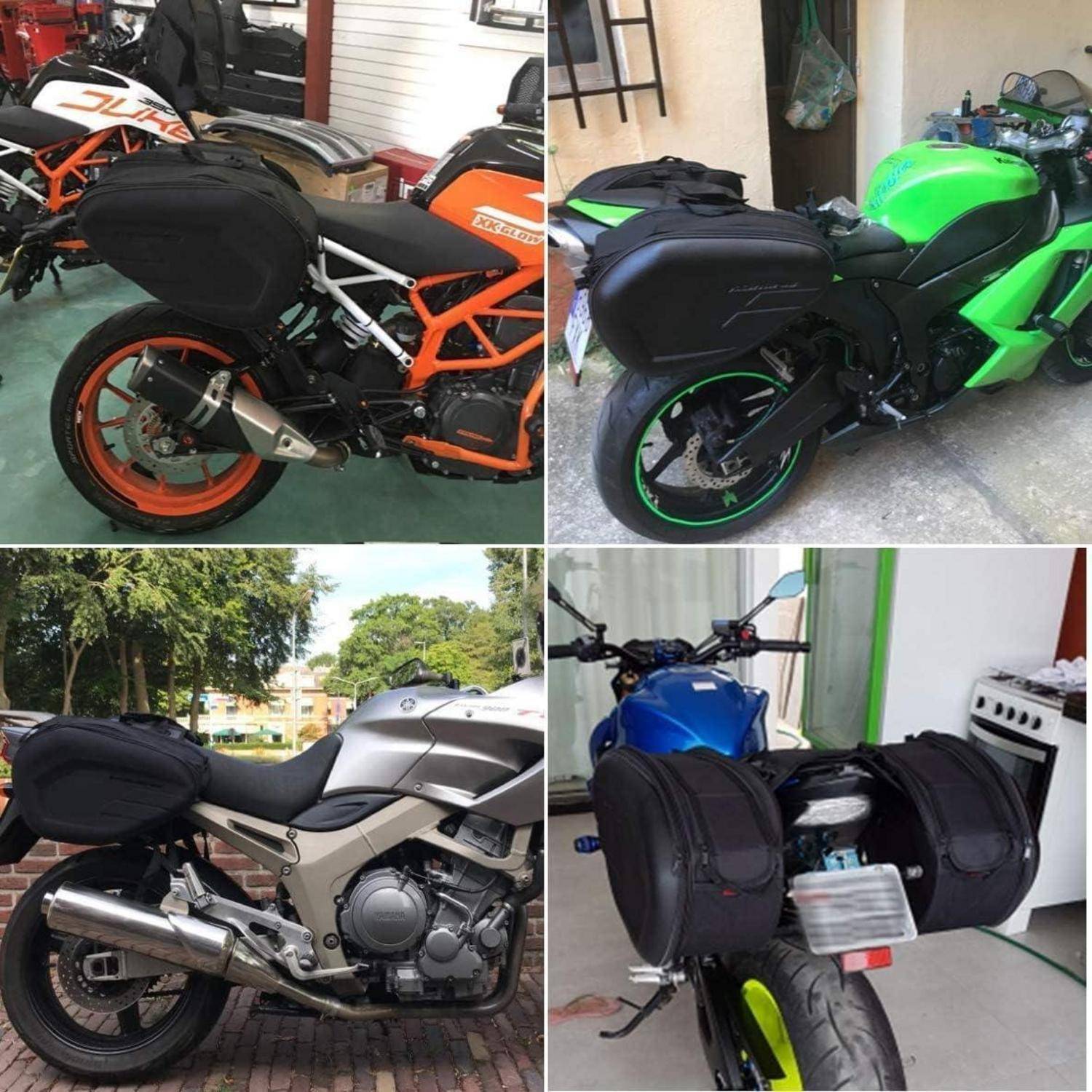 Motorrad Seitentasche,Satteltaschen Motorrad,Seitenkoffer 36L-58L,Große Kapazität Kohlefaser Fall Gepäckrolle wit Regenschutz Aufbewahrung Mehrzwec