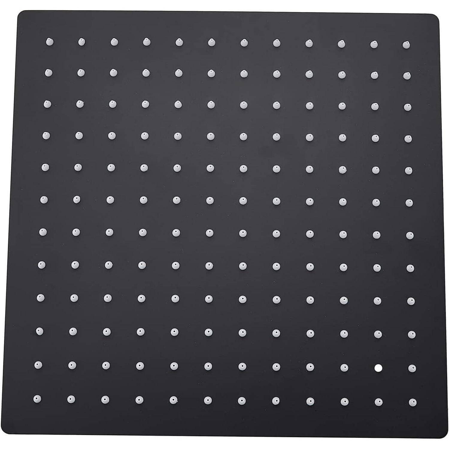 12 Zoll(30cm) Regendusche Duschkopf Edelstahl AISI304 Regenbrause Anti-Kalk-Düsen Duschkopf Regenduschkopf Quadratisch Schwarz