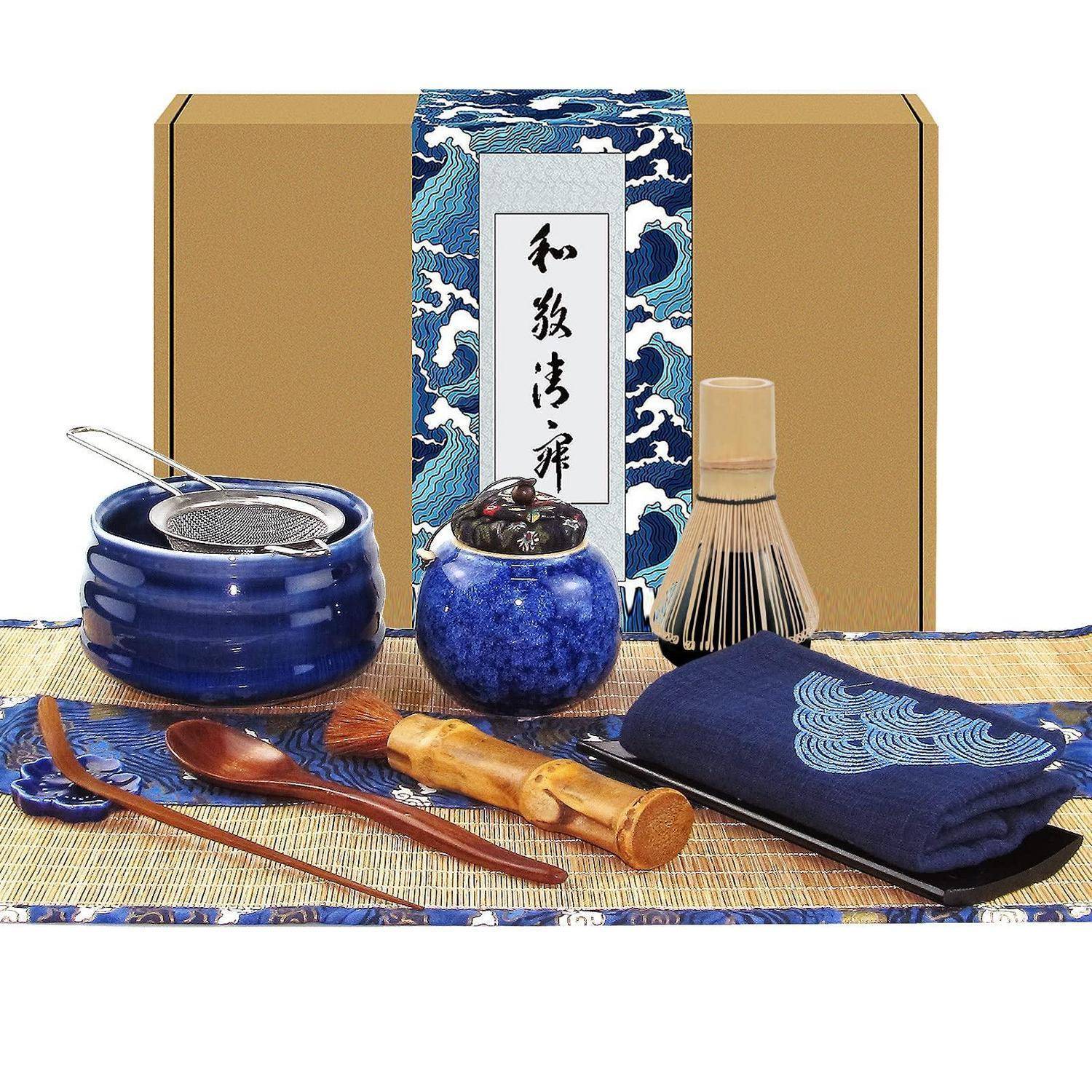 Artcome 12-teiliges japanisches Matcha-Teeset, Matcha-Schale, Matcha-Schneebesen, Bambusbürste und Bambus-Sieb, handgefertigtes Matcha-Zeremonie-Set