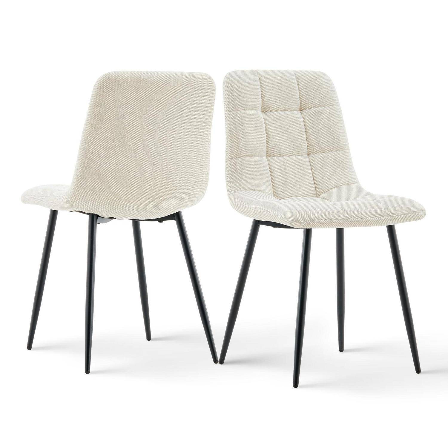CLIPOP Esszimmerstühle 2er Set Chenille Beige, Gepolsterter Sitz Wohnzimmerstuhl mit stabilen Metallbeinen, für Zuhause und Büro (Chenille Beige,