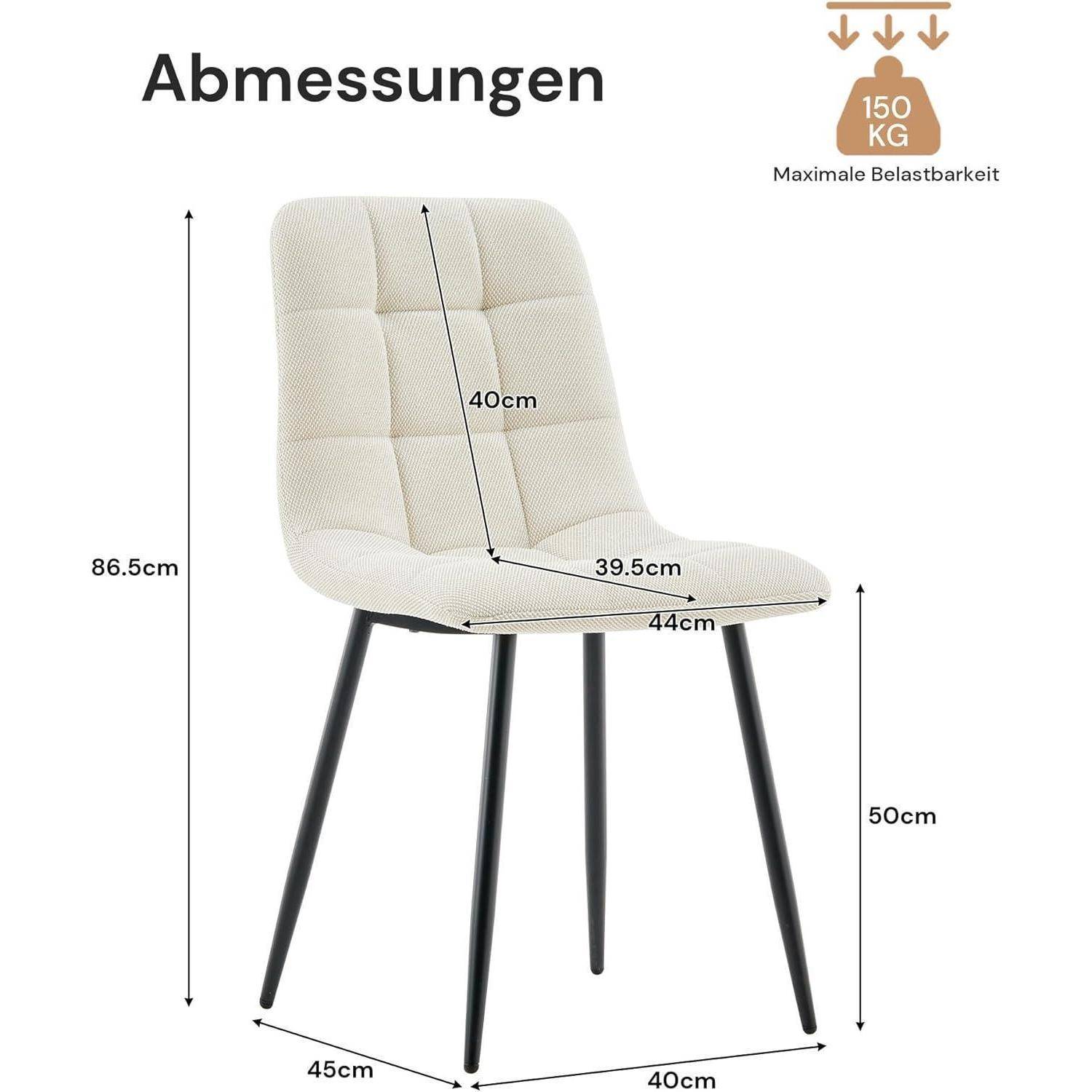 CLIPOP Esszimmerstühle 2er Set Chenille Beige, Gepolsterter Sitz Wohnzimmerstuhl mit stabilen Metallbeinen, für Zuhause und Büro (Chenille Beige,
