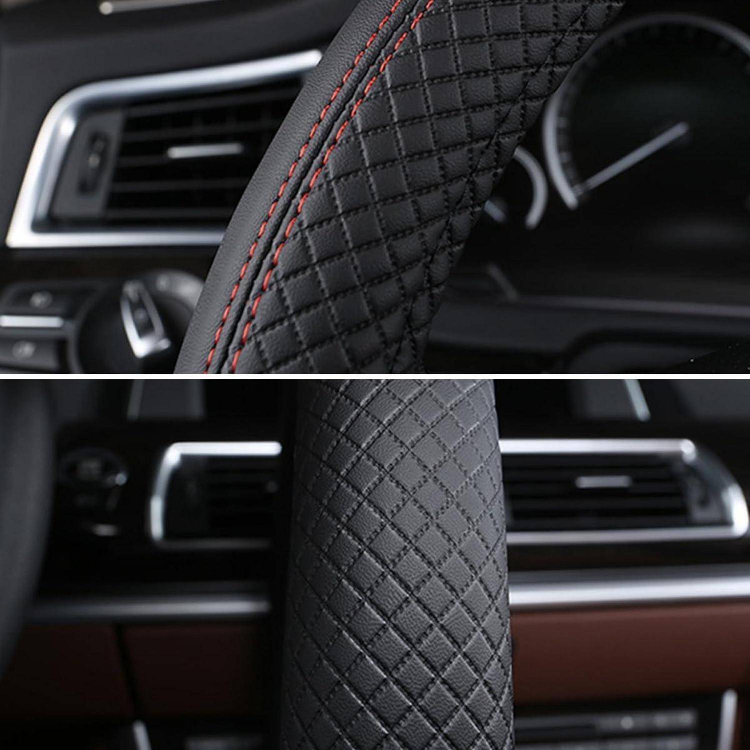 CGEAMDY Lenkradbezug Auto, Mikrofaser-Leder-Lenkradabdeckung, Sport Anti Rutsch Universal Lenkradbezug, Lenkrad Abdeckung Echtes Leder(Klassisch