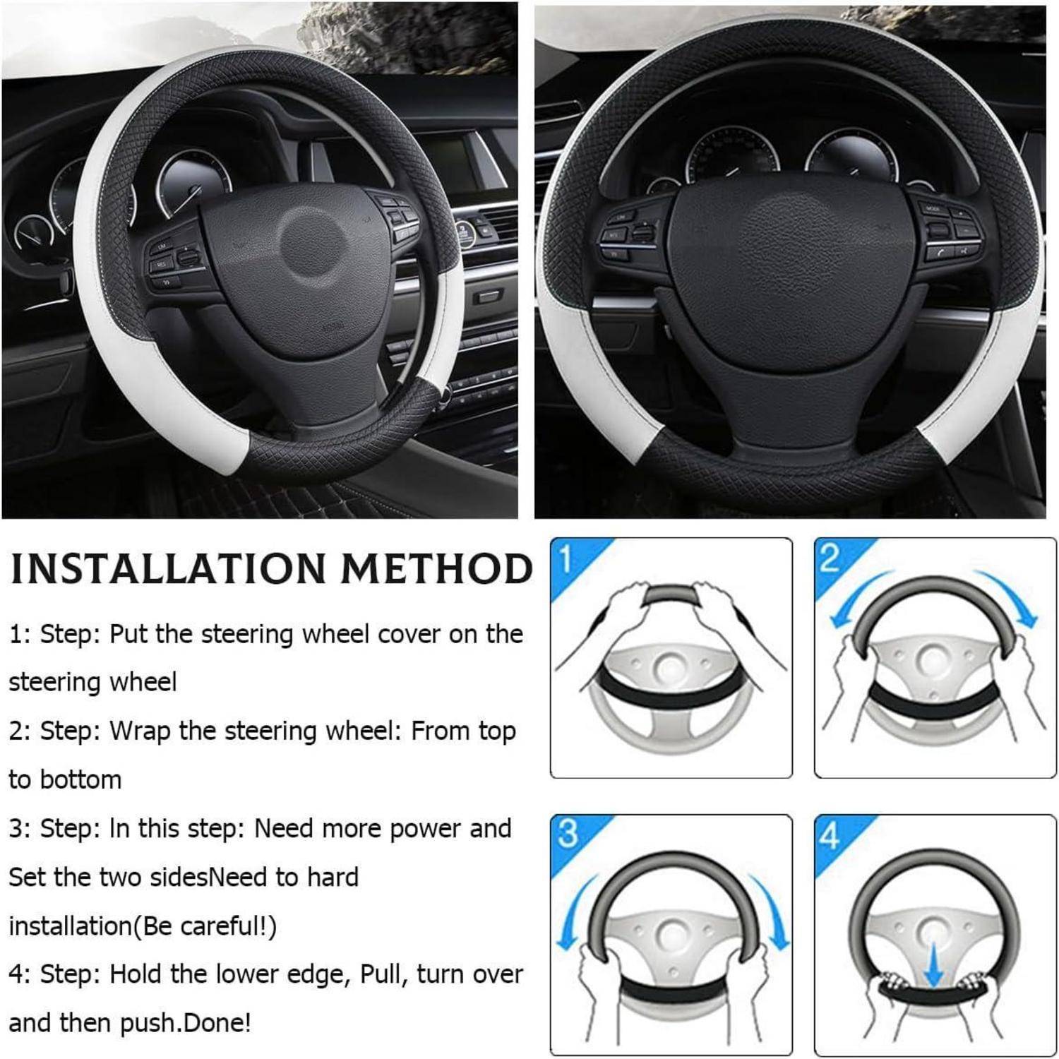 CGEAMDY Lenkradbezug Auto, Mikrofaser-Leder-Lenkradabdeckung, Sport Anti Rutsch Universal Lenkradbezug, Lenkrad Abdeckung Echtes Leder