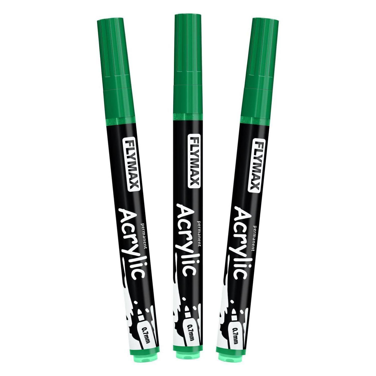 Grün Marker Stifte 0,7mm – Permanent Marker Grün Acrylic Wasserbasis Wasserfest Schnelltrocknend Fein (3er Pack)