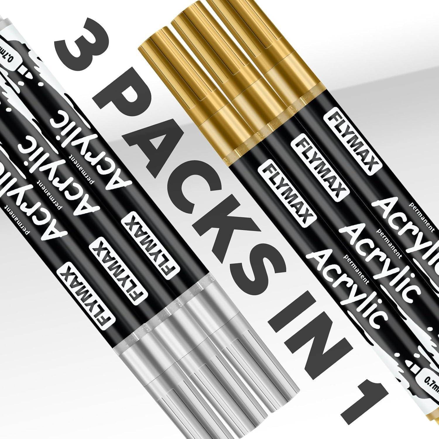 Grün Marker Stifte 0,7mm – Permanent Marker Grün Acrylic Wasserbasis Wasserfest Schnelltrocknend Fein (3er Pack)