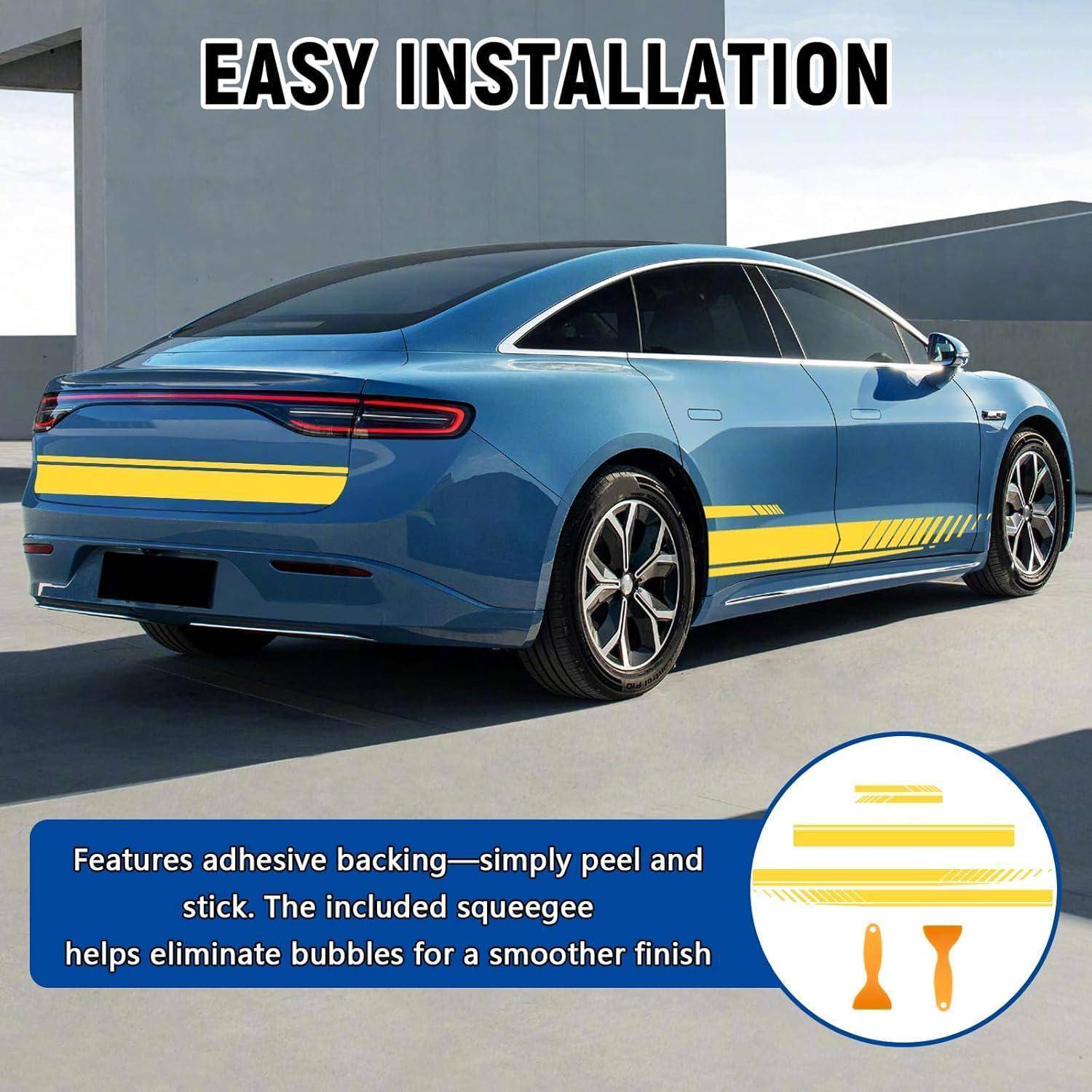 5 Stück Auto Haubenstreifen Aufkleber,Racing Seitenstreifen Autoaufkleber, PVC Zierstreifen Auto für SUV, LKW und Geländewagen, Selbstklebend, Auto