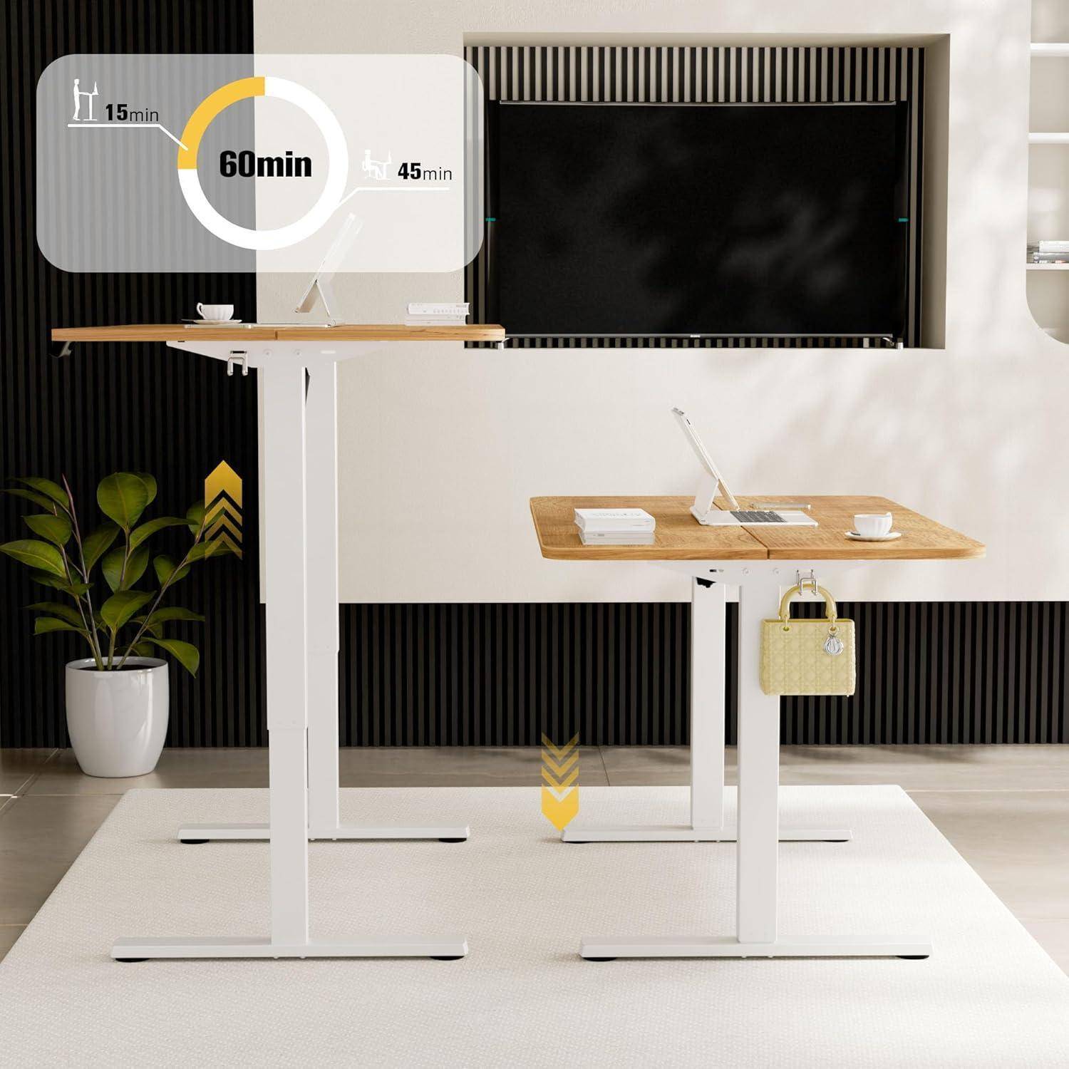 ERGOMAKER Höhenverstellbarer Schreibtisch Gestell mit Memory-Funktion und Soft-Start/Stop, 2-Fach-Teleskop Höhenverstellbarer Schreibtisch Elektrisc