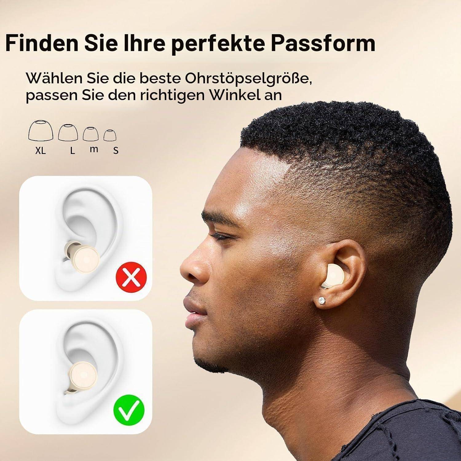 2025 Neu Ohrstöpsel zum Schlafen, 45dB Wiederverwendbare Gehörschutz Geräuschreduzierende Earplugs mit 8 Ohrenkappe und Tragetasche, Schlafen, Reis