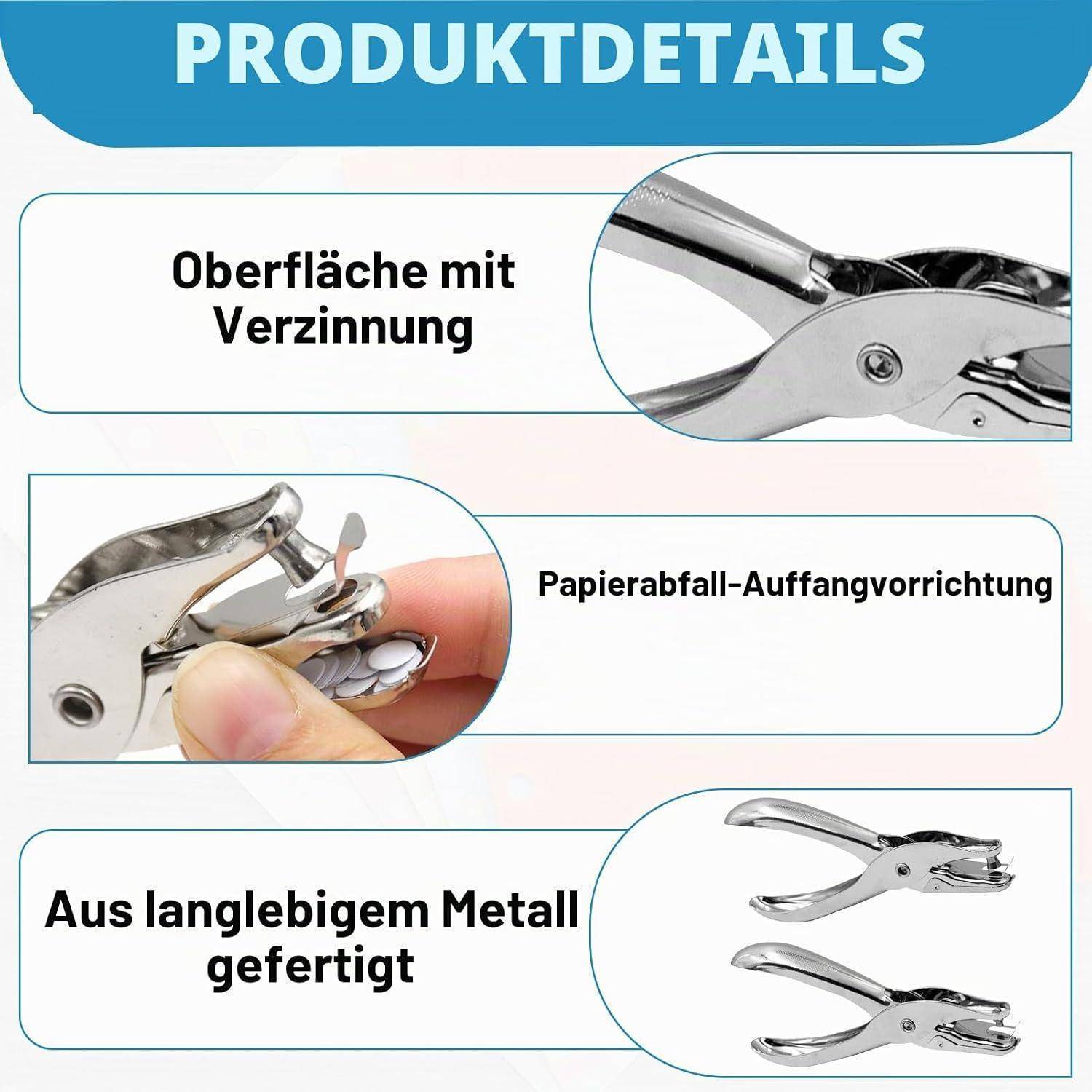 2 Stück Einzellochstanze, 6mm &amp; 3mm Lochzange Papier aus Metall,Rundloch Lochzange für Prüfplaketten,Lochstanzer Papier für Schule, Büro und DIY