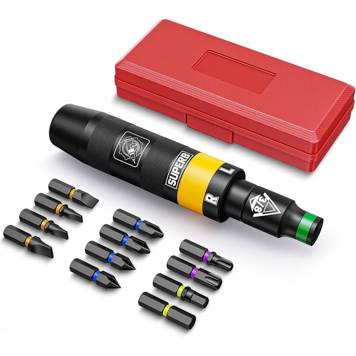 Aurlloct Handschlagschrauber 3/8 Zoll, 13-Tlg Schlagschraubendreher Satz, Reparaturwerkzeug, Schraubenlöser Set, Entfernen von Muttern und Rostigen