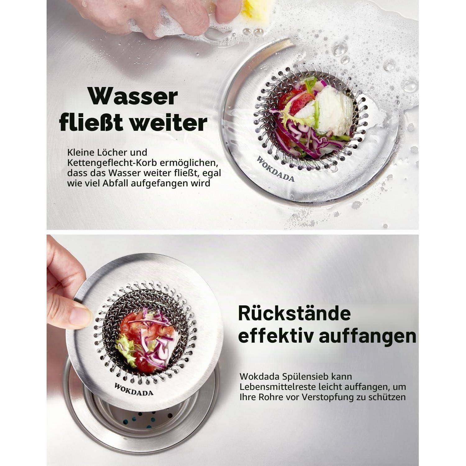 2 Stück Umkehrbares Abflusssieb aus Edelstahl 304 für Spülbecken | Patentiertes flexibles Netz, Schneller Wasserablauf, Rostfrei, Universal 112 mm