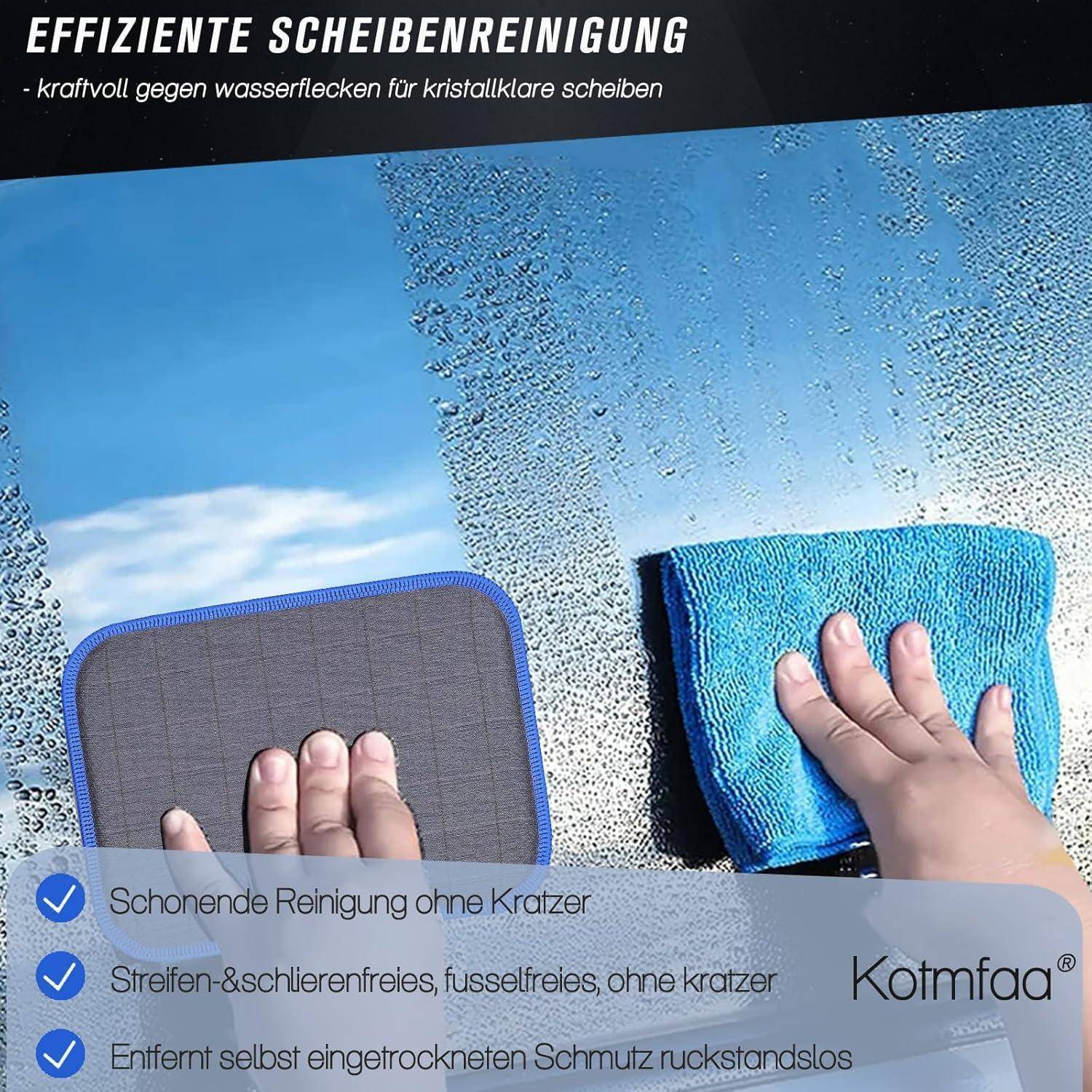 4X Carbon Pads mit saugfähigem Kern - Mikrofaser Glastücher Auto Fenstertuch Fensterputztuch für einfache Schonend Reinigung Deiner Scheiben Glas