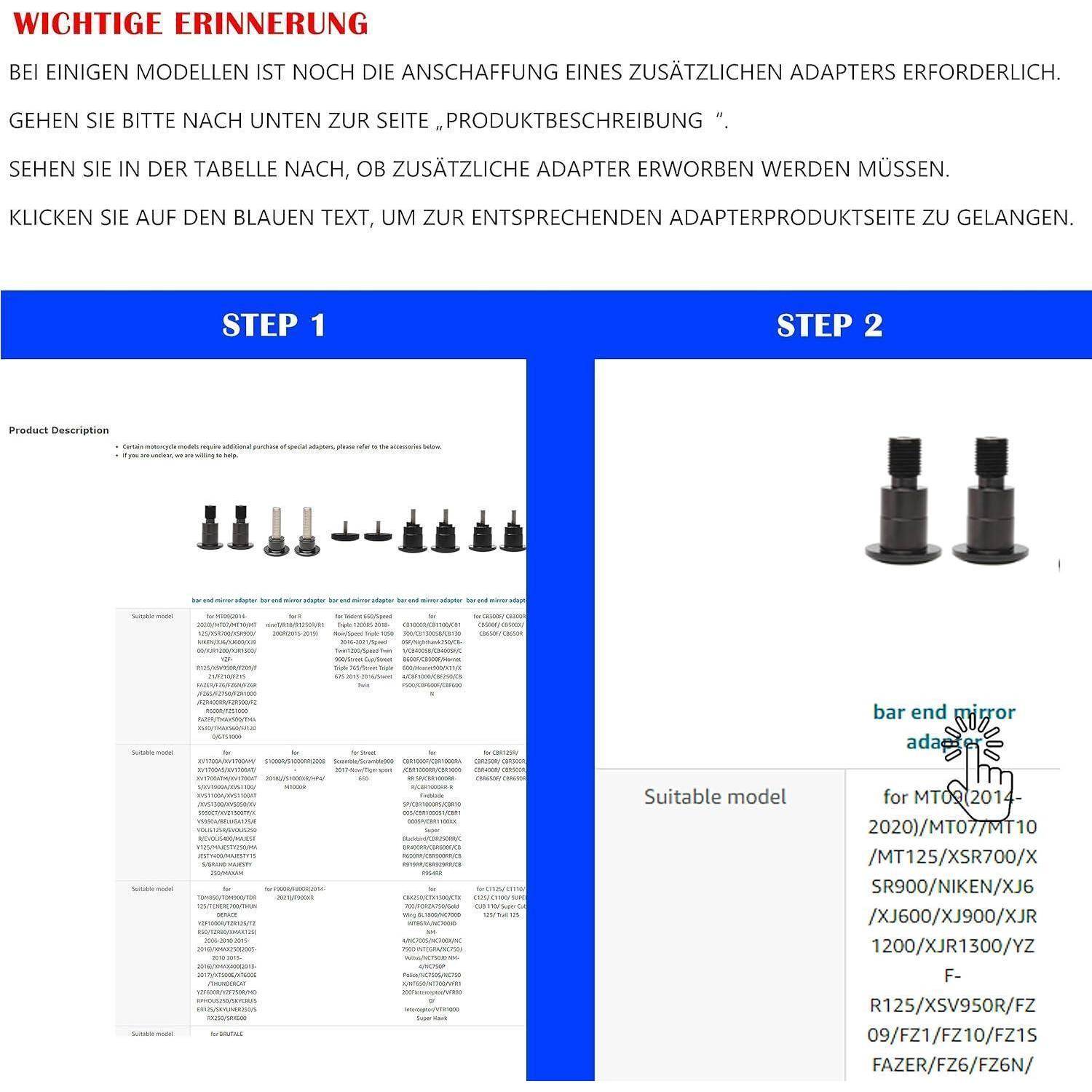 Überprüfen Sie die Produkttabelle, um festzustellen, ob ein zusätzlicher Adapter erforderlich ist, klicken Sie dann auf den blauen Text, um die entsprechende Adapter-Produktseite zu öffnen.