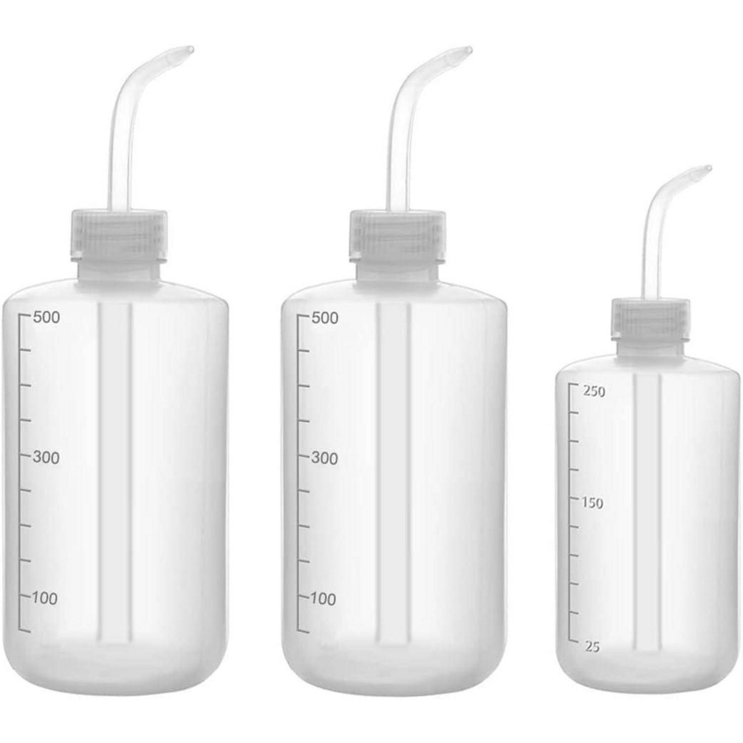 JESSTOLO Waschen Flasche Kunststoff, 3 Stück Spritzflasche Laborflasche Waschflasche 500 ml und 250ml, Pflanzen Wasser Blume des Frischen Flasche