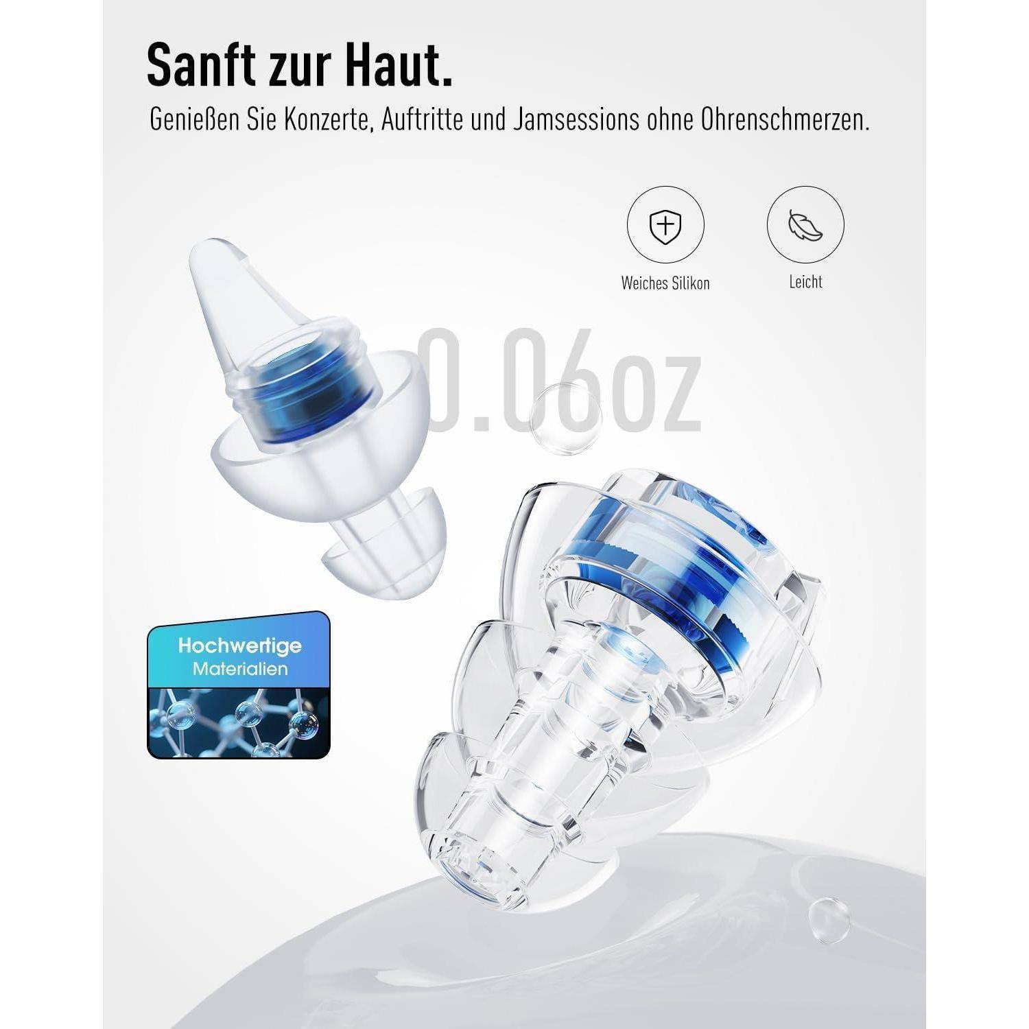Anzeige für weiche Silikonohrstöpsel: „Sanft zur Haut