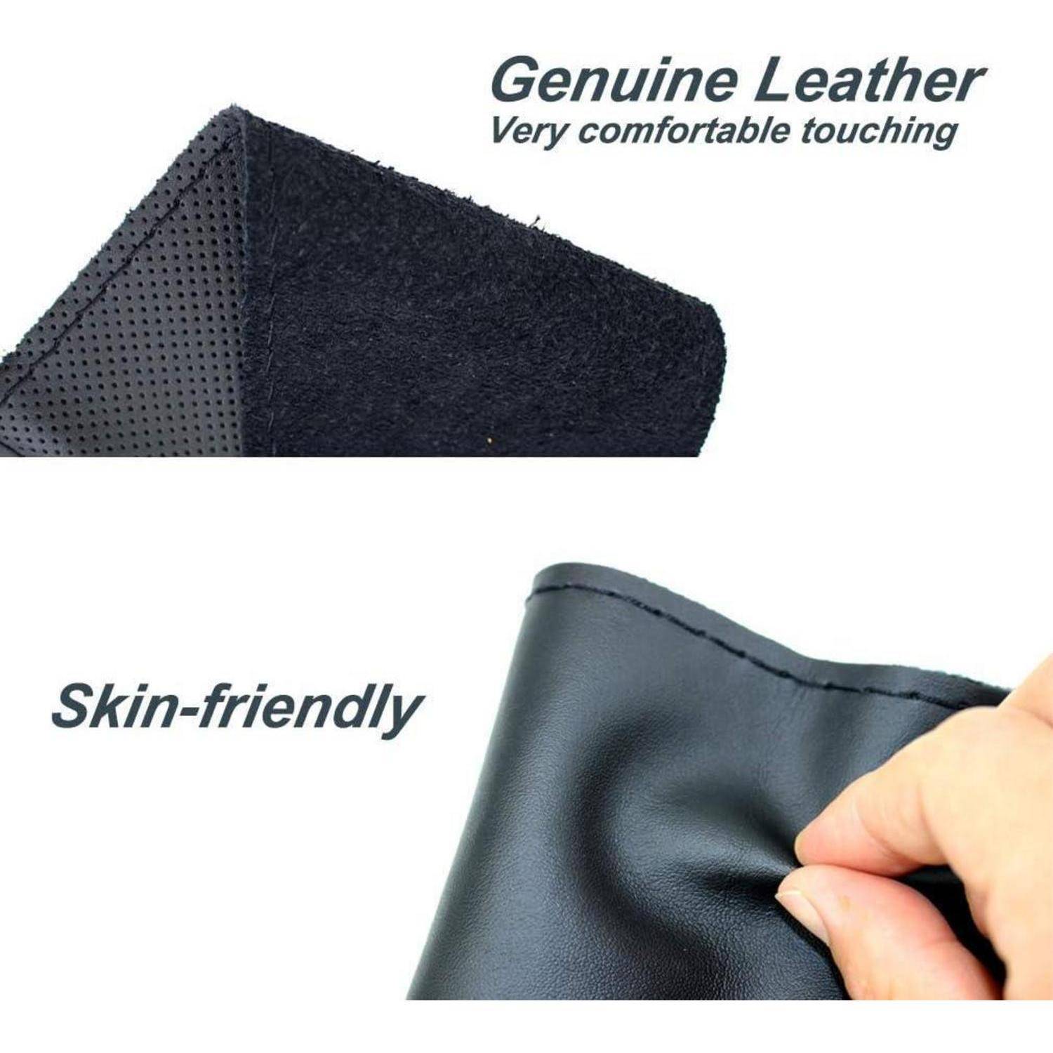 ZATOOTO DIY Auto Lenkradbezug Leder, Lenkradhülle mit Nadel und Faden, Auto Lenkrad Schutzhülle, rutschfest und Weich, Universalgröße 37-38cm, Sch