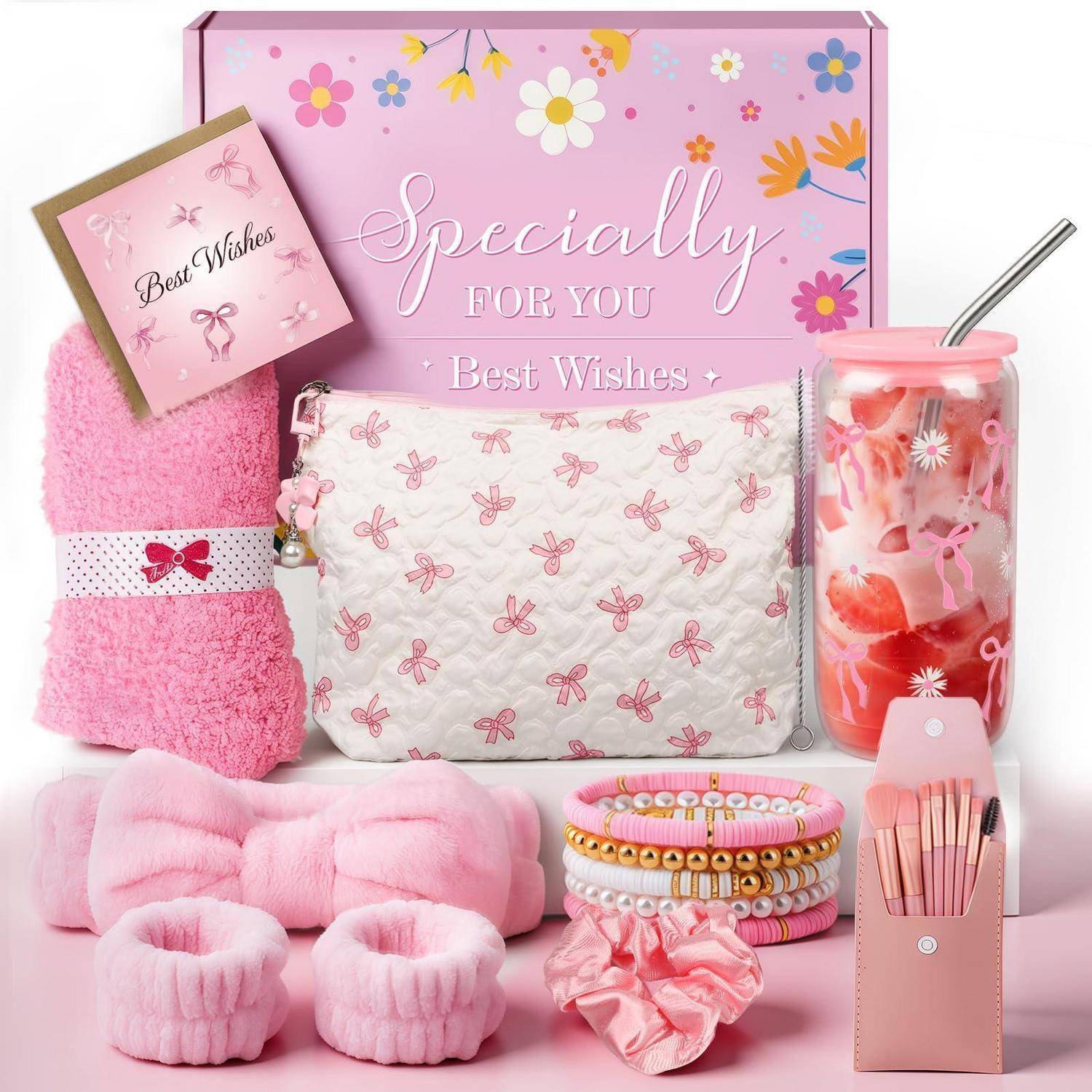 Rosa Geschenkset mit floraler 