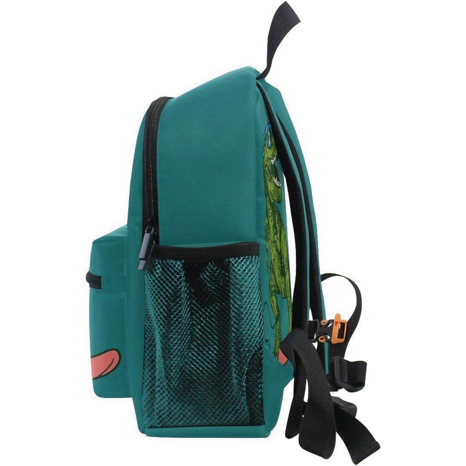 Telafrben Rucksack in Seitenansicht mit schwarzen Riemen, Reißverschluss, Netzfach und kleiner Seitentasche auf weißem Hintergrund.