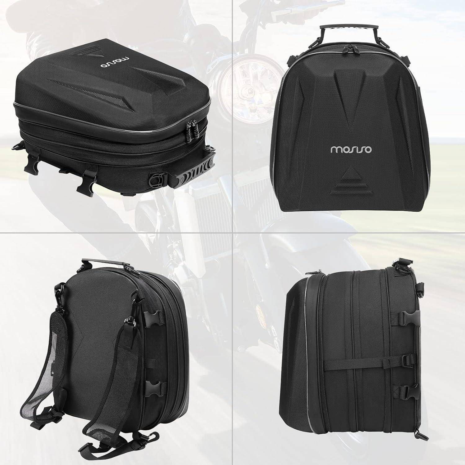 MOSISO Rucksack Motorrad, Motorradtasche mit Erweiterbare Kapazität 20L-28L, Wasserdicht Motorrad Tasche Abnehmbar mit Griff &amp; Regenschutz, Einfache