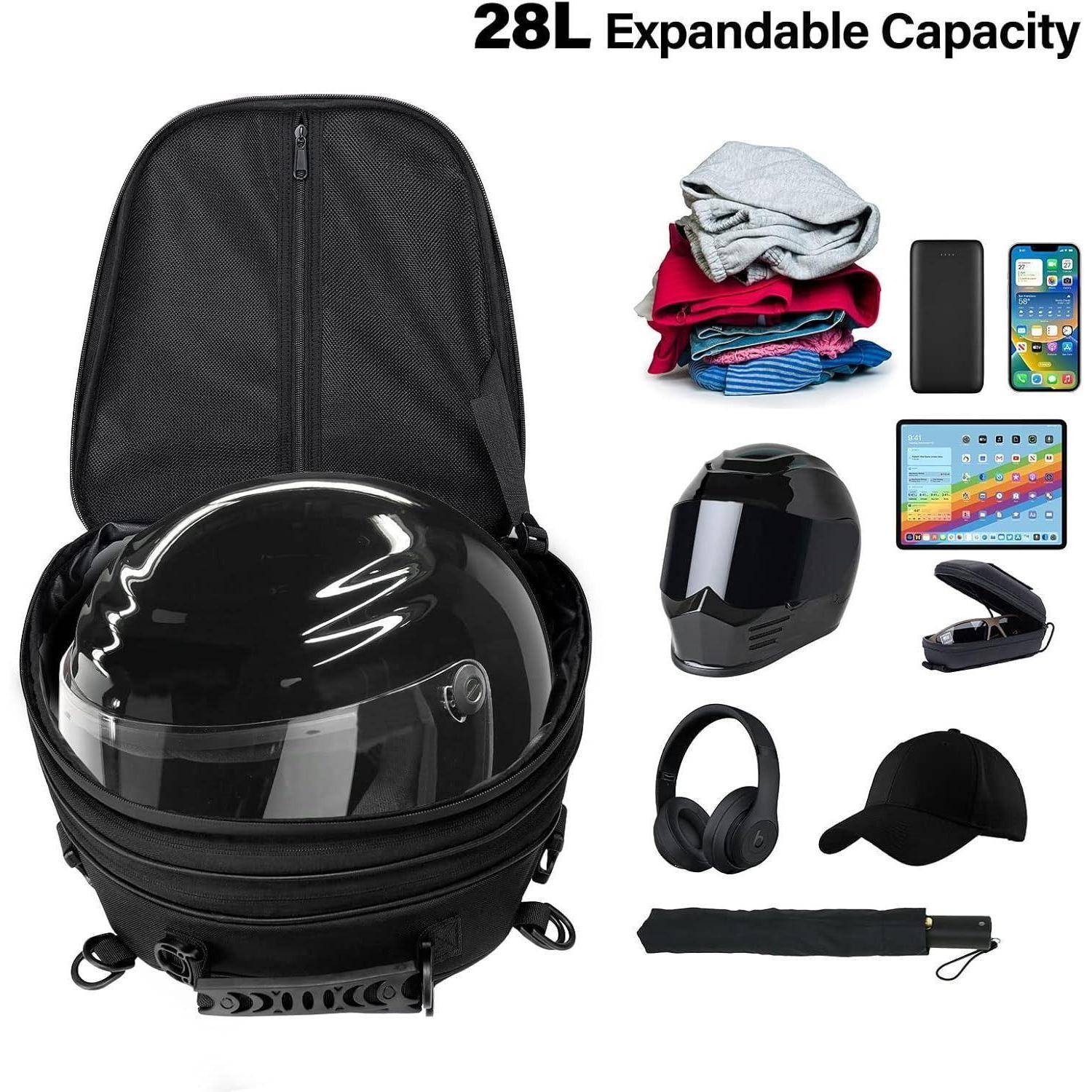 MOSISO Rucksack Motorrad, Motorradtasche mit Erweiterbare Kapazität 20L-28L, Wasserdicht Motorrad Tasche Abnehmbar mit Griff &amp; Regenschutz, Einfache