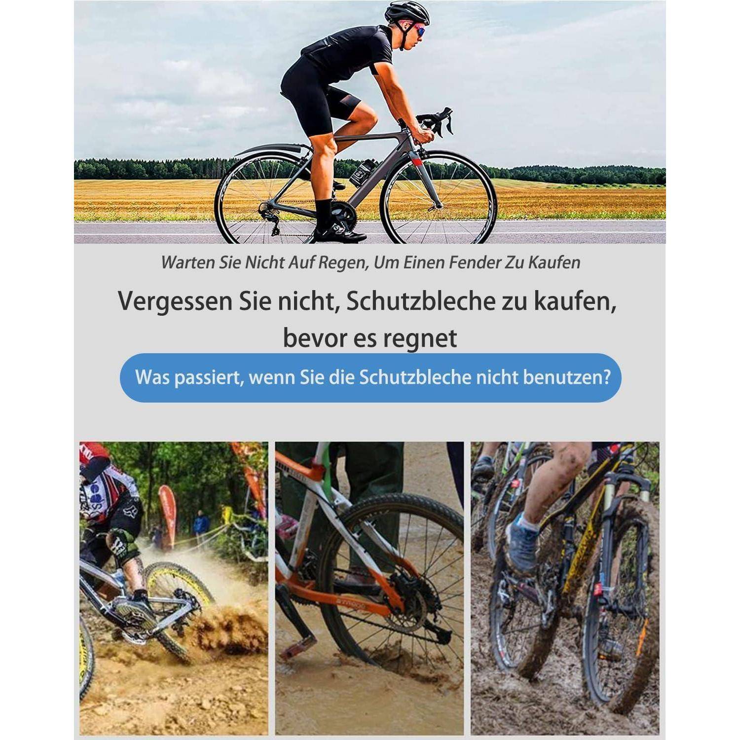 Fahrrad Schutzbleche Set - Vorder- und Hinterrad Schutzblech für Mountainbike und Rennrad, Einstellbare Winkel, Einfache Installation, Geeignet für