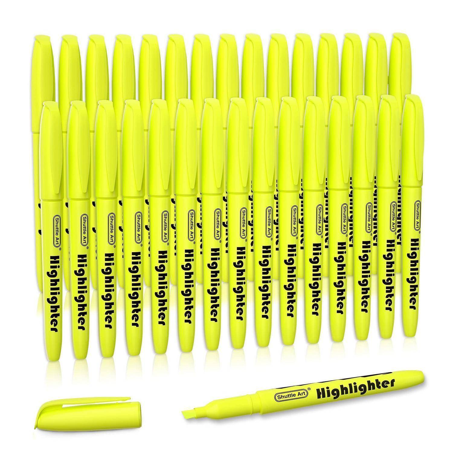 Shuttle Art Textmarker Set, 30 Stück Gelb Highlighter, Leuchtende Farben | Keilspitze, Schnell Trocknend, Ungiftig, für Erwachsene und Kinder, für