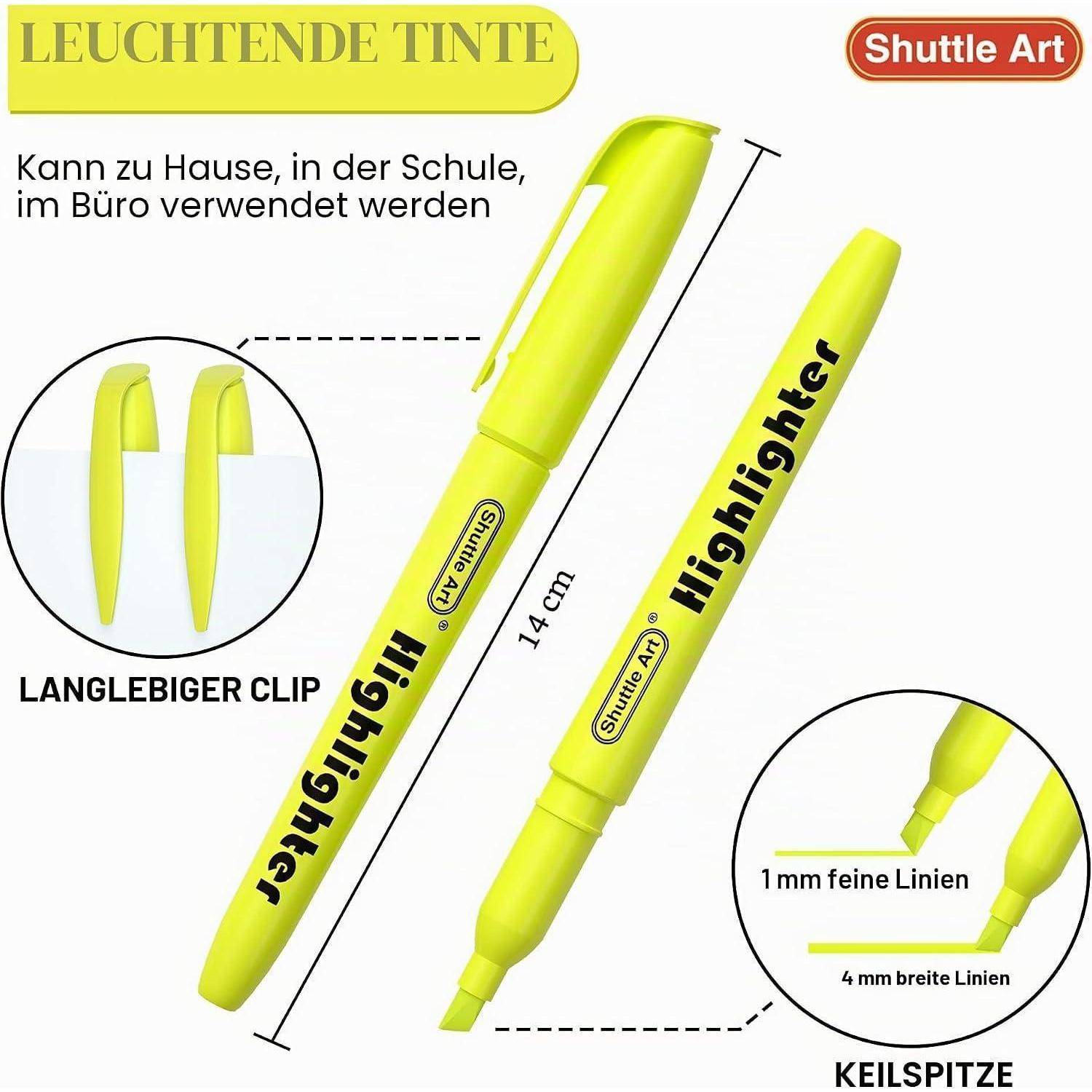 Shuttle Art Textmarker Set, 30 Stück Gelb Highlighter, Leuchtende Farben | Keilspitze, Schnell Trocknend, Ungiftig, für Erwachsene und Kinder, für