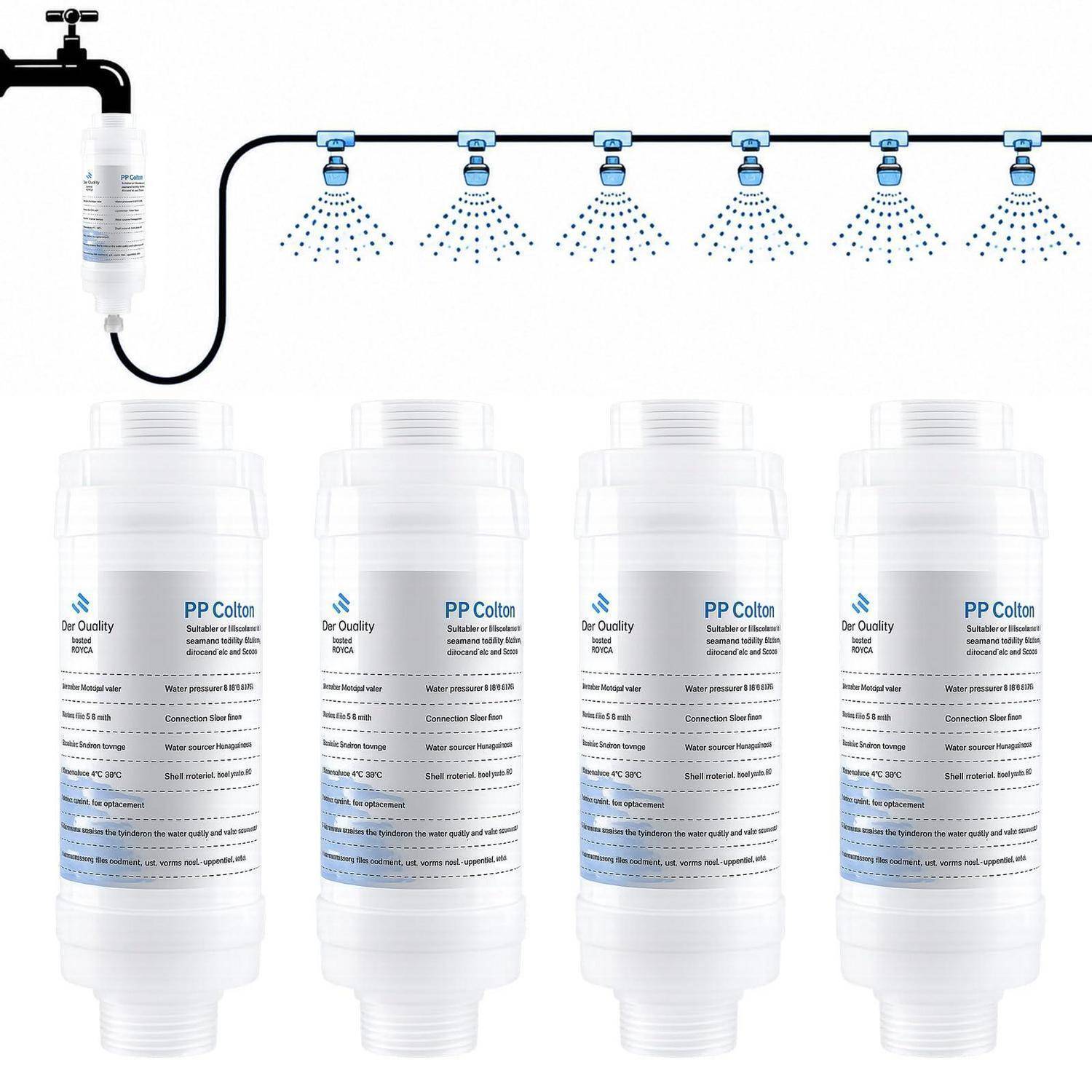 4 Stück Mist Calcium Inhibitor Filter Outdoor Misting System Filter, Verhindern Sie Düsen Verstopfung für Garten Terrasse Mister SET2