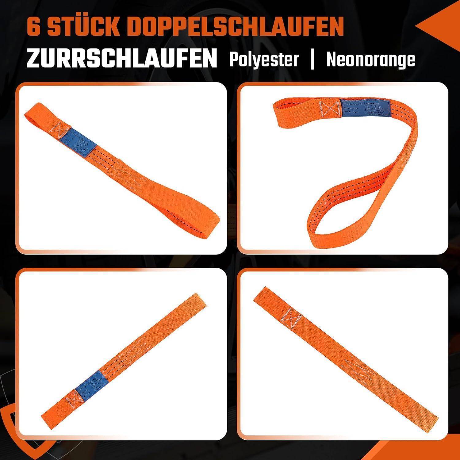 6TLG Gurtschlaufen 450x38mm, Zurrschlaufen 1000kg Spanngurte Schlaufe, Spanngurt 1.000 daN für Auto Motorrad Camping Klettern Aufhängung Transport