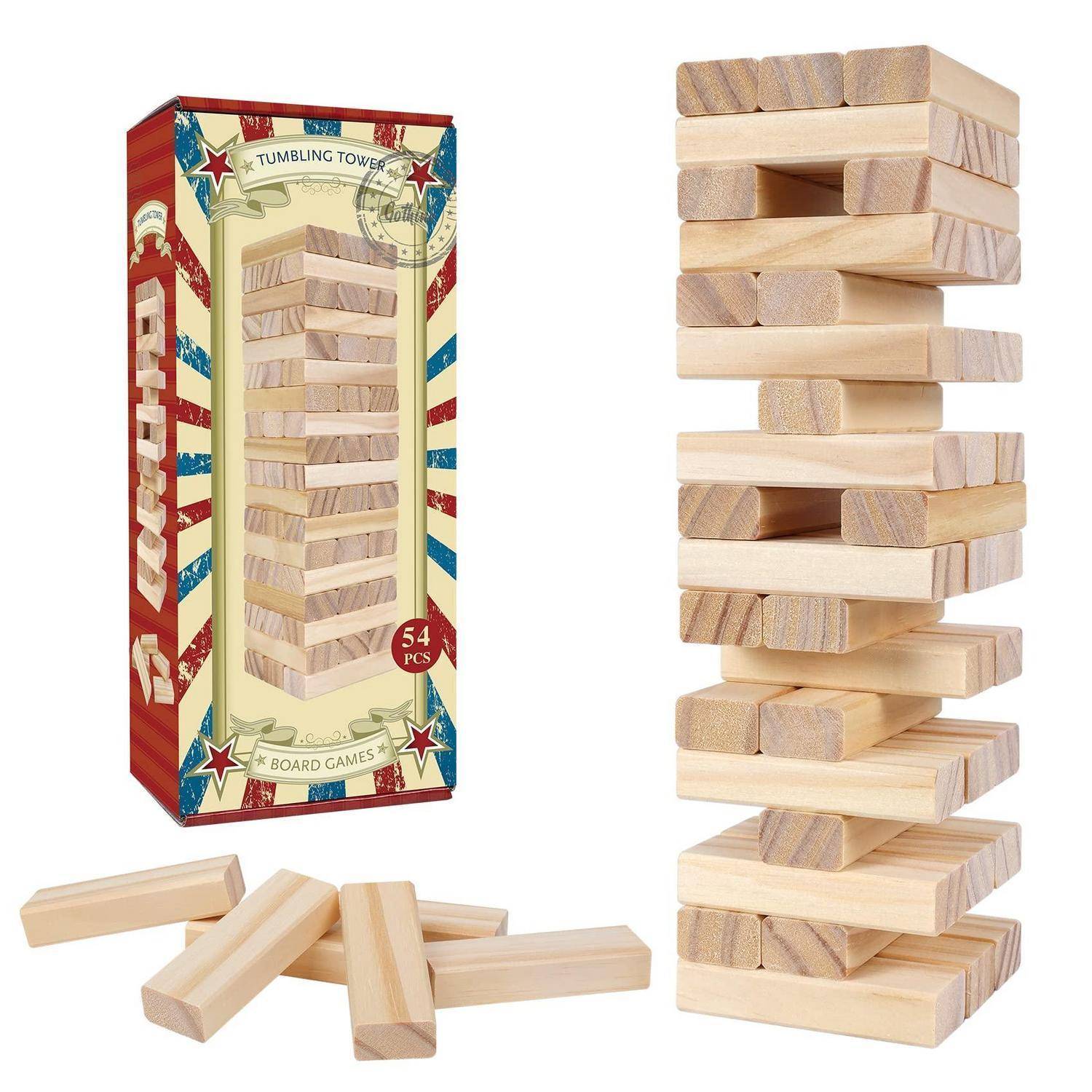 Kasten mit Holzbausteinen „Tumbling Tower