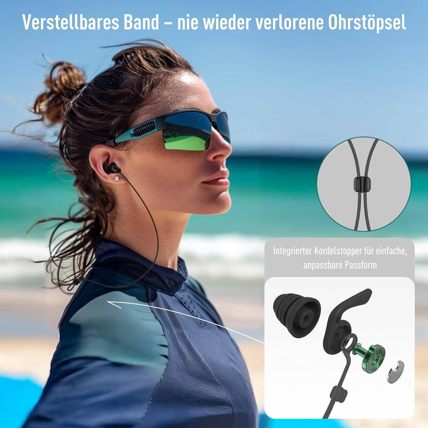 Hearprotek Schwimm-Ohrstöpsel für Erwachsene, 2 Paar wiederverwendbare Silikon-Ohrstöpsel wasserdicht für Schwimmen, Surfen, Duschen und Wasserspo