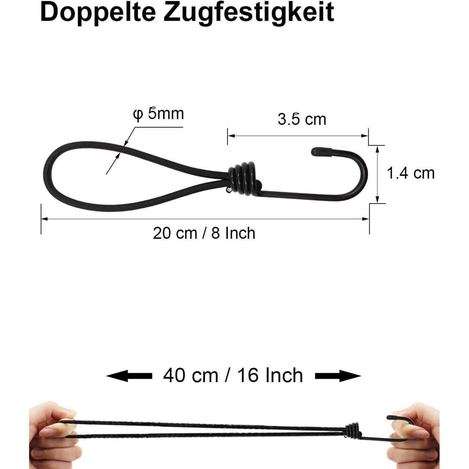 Abbildung eines schwarzen elastischen Hakengurts mit der Bezeichnung „Doppelte Zugfestigkeit