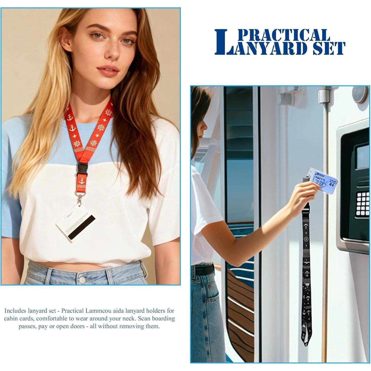 Lammcou XXL Kofferanhänger für Kreuzfahrten, wasserdichte Bordkarten-Hülle &amp; Lanyard mit Magnethaken – Travel Essentials Set für AIDA, TUI, MEIN