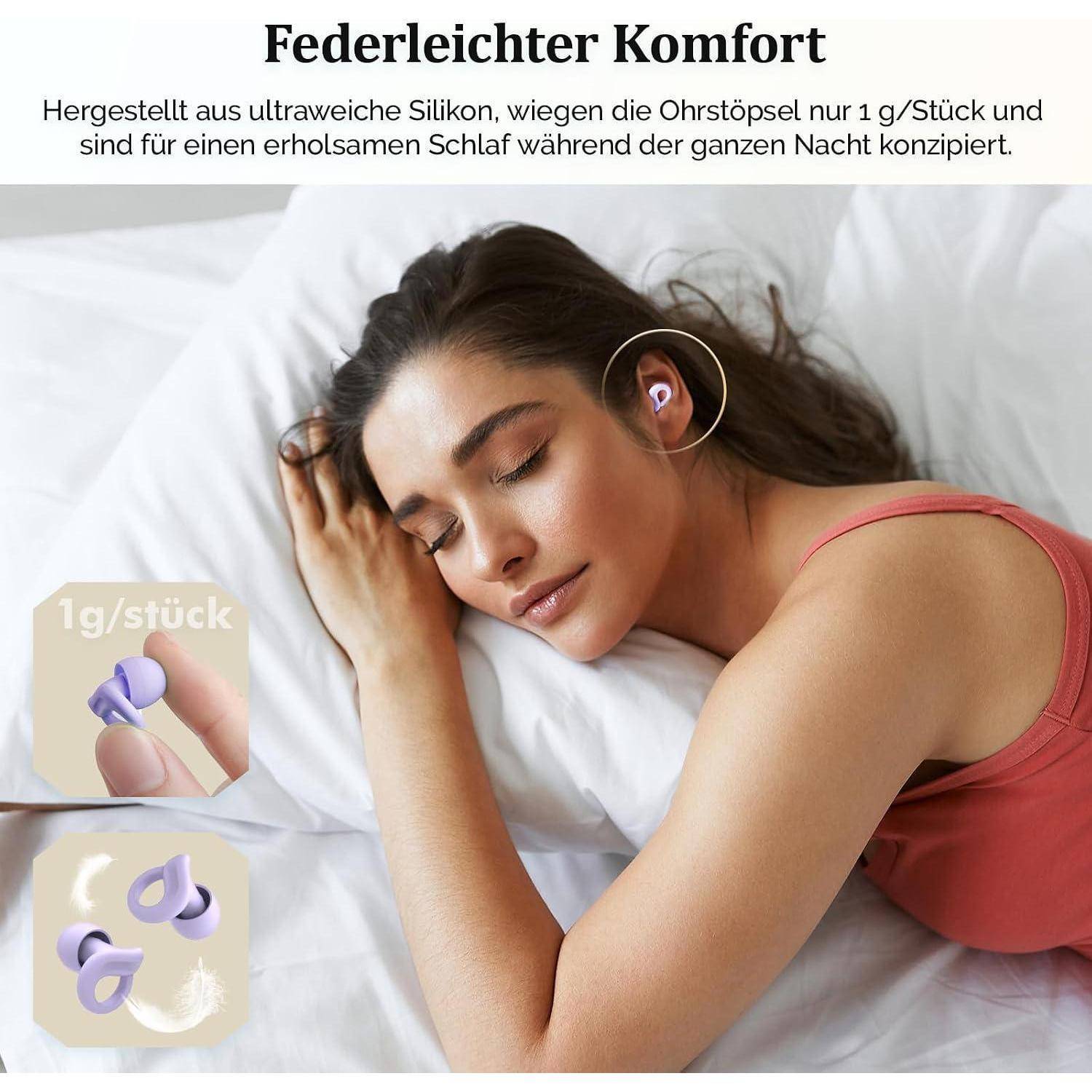 Hearprotek Ohrenstöpsel zum Schlafen, 29dB Silikon-Lärmschutzstöpsel 1 Paar, weiche Ohrenstöpsel zum Schlafen, Schnarchen, Lärmminderung, Autismu