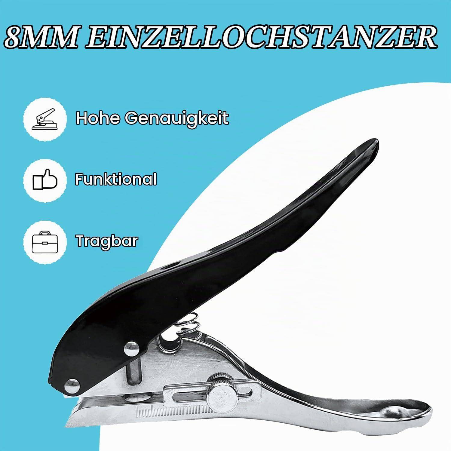 Tissting Lochzange Papier, 8mm Rund Einzelloch Lochstanzer 25mm Verstellbarer Papierstanzer Basteln Stanzzange Klein Metall Locher für Etiketten