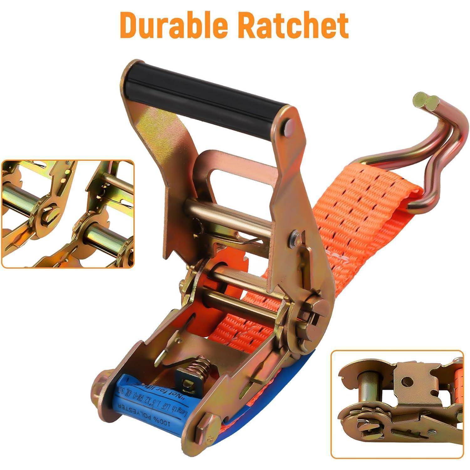 4 Stück 2000kg 3m Spanngurte mit Ratsche 2 teilig zweiteilig mit Haken Ratschengurt Zurrgurte EN 12195-2 35mm 2000 daN 2t für die professionelle Lad