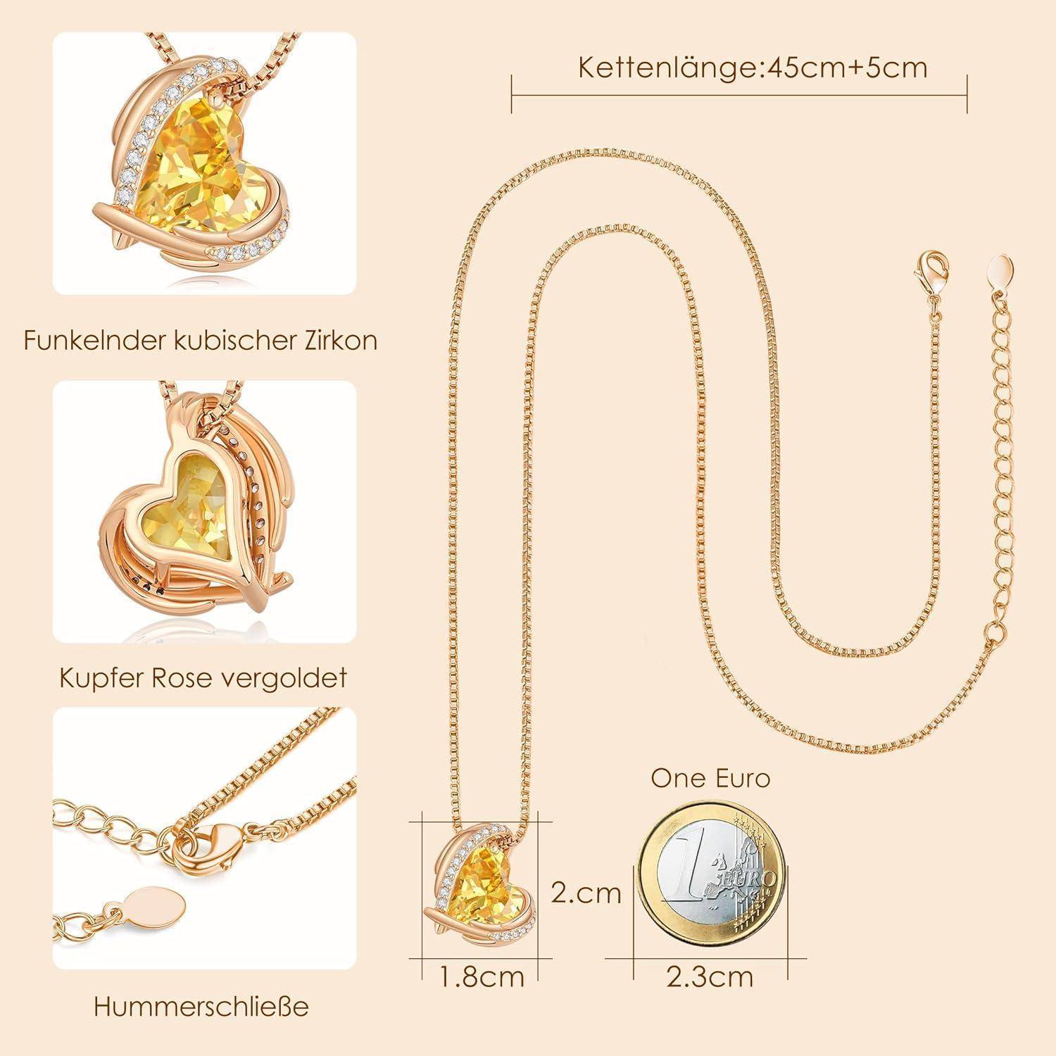CDE Kette Damen Rosegold Herz Halskette für Frauen Schmuck mit Elegante Geschenkverpackung Weihnachten Geschenk für Sie Frau Freundin Mama Valentins