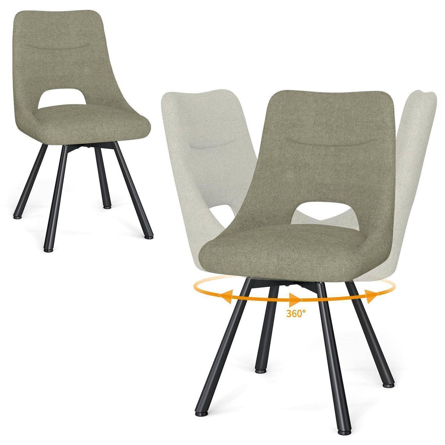 Esszimmerstühle Drehbar 2er Set, 360° Drehbare Stuhl, Moderne Gepolsterte Küchenstühle mit Durchbrochene Rückenlehne, für Küche, Esszimmer, Sch