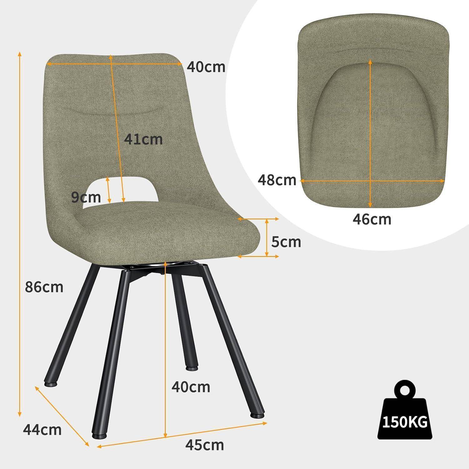Esszimmerstühle Drehbar 2er Set, 360° Drehbare Stuhl, Moderne Gepolsterte Küchenstühle mit Durchbrochene Rückenlehne, für Küche, Esszimmer, Sch