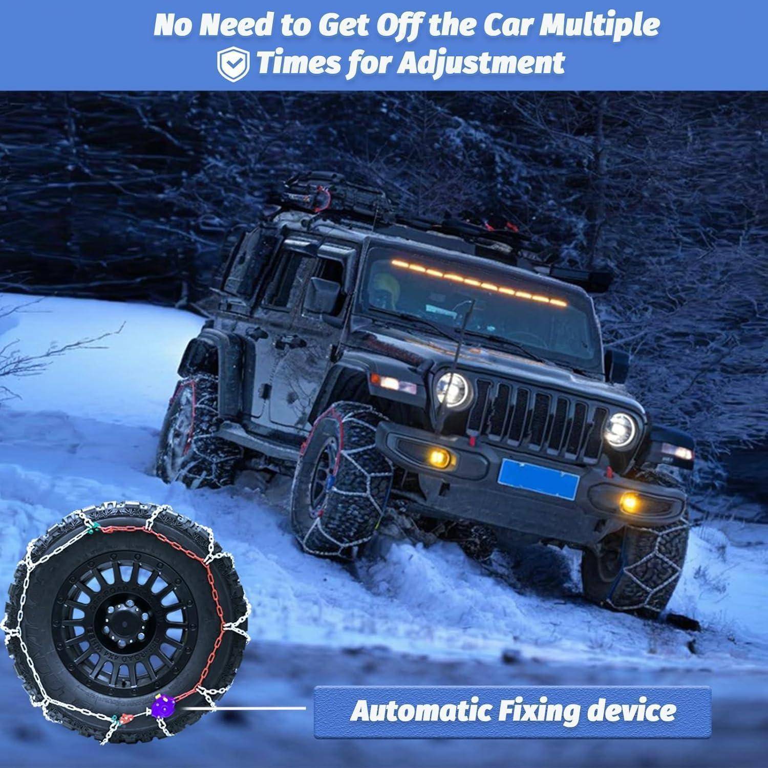 Geländegängig Schneeketten, Automatische Fixierung Schneeketten mit Automatischem Spanner für Pickup-Trucks und Gelände-SUV, 1 Minute Schnelle Mon