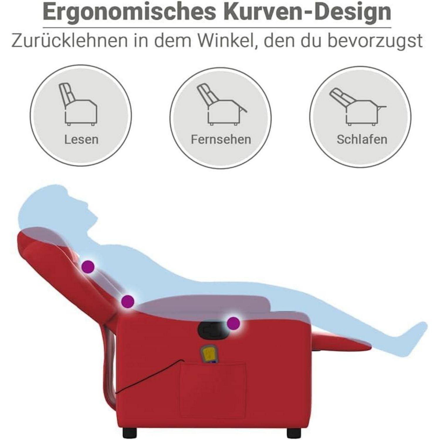 vidaXL Massagesessel ohne Netzadapter, Sessel Verstellbare Rückenlehne, Fernsehsessel Relaxsessel mit Vibrationsfunktion, Liegesessel Polstersessel
