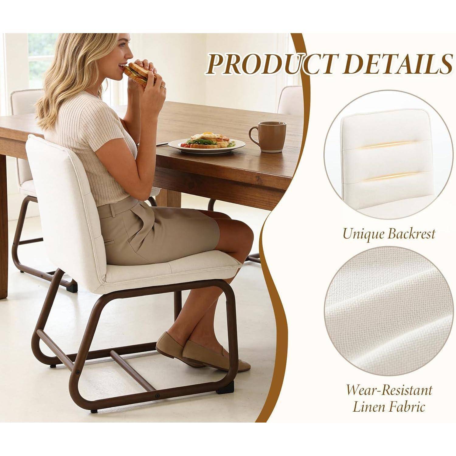 Ya-Home Esszimmerstühle 4er Set, Moderne Küchenstühle mit Metallgestell Polsterstühle für Esszimmer, Leinen, Beige Beige-4 4