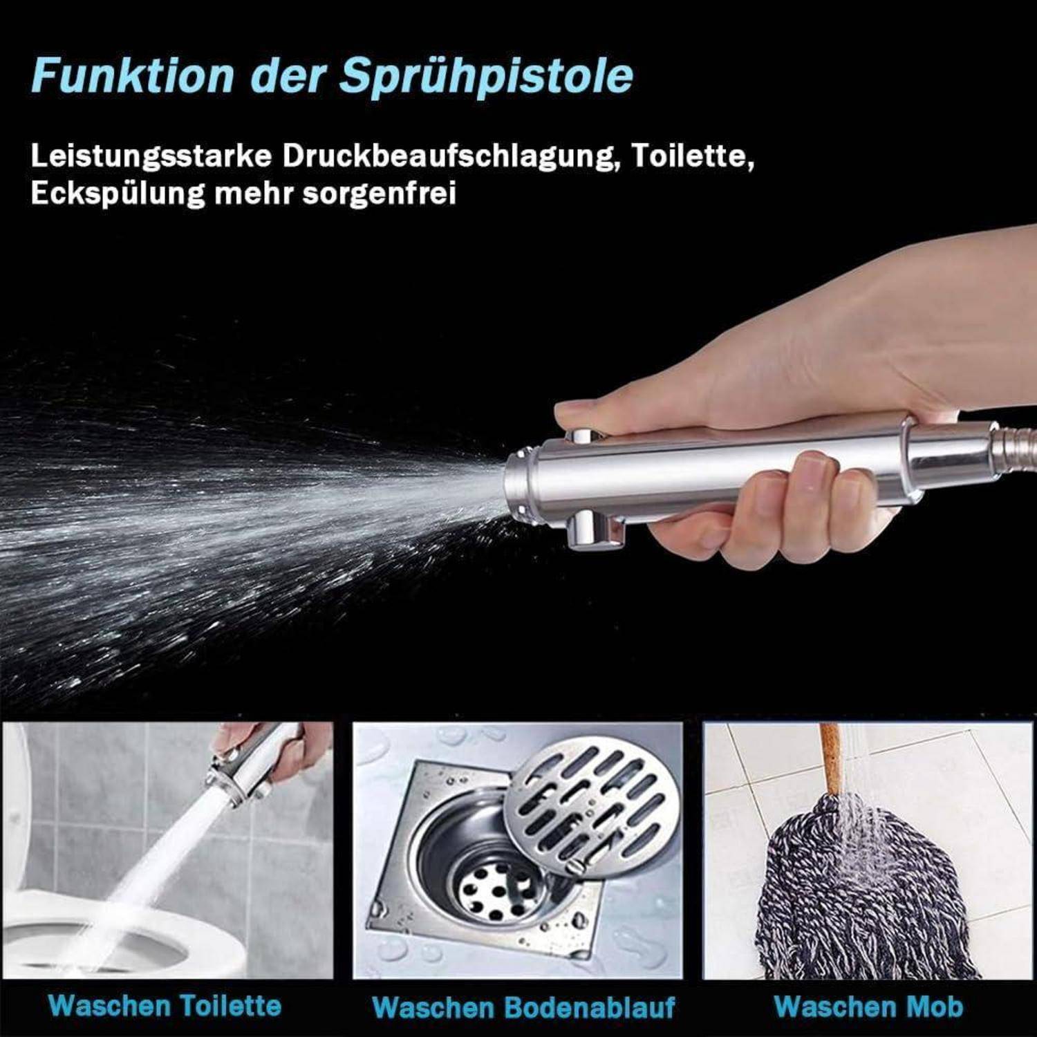 Duschkopf mit Schlauch 1.5m, Duschkopf Wassersparender, Sparduschkopf, 5 Strahlarten Wassersparender Handbrause Mit Stoppfunktion, Duschbrause mit