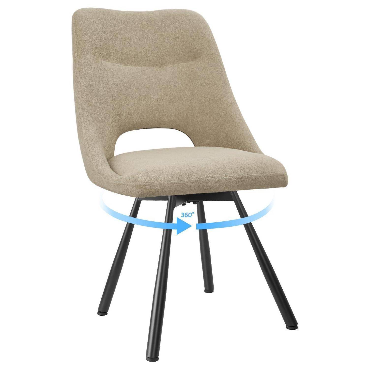 LEWE Esszimmerstühle drehbar 1er Set, 360° Drehstuhl, Kaschmir-Stoff | Ergonomischer Polsterstuhl mit Durchbrochene Rückenlehne, Breitere Sitzfläc