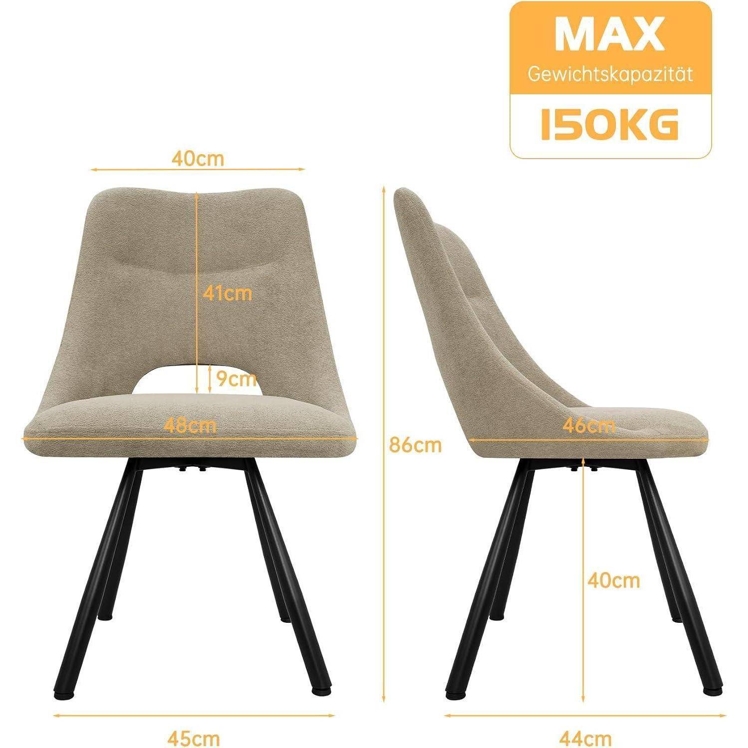 LEWE Esszimmerstühle drehbar 1er Set, 360° Drehstuhl, Kaschmir-Stoff | Ergonomischer Polsterstuhl mit Durchbrochene Rückenlehne, Breitere Sitzfläc
